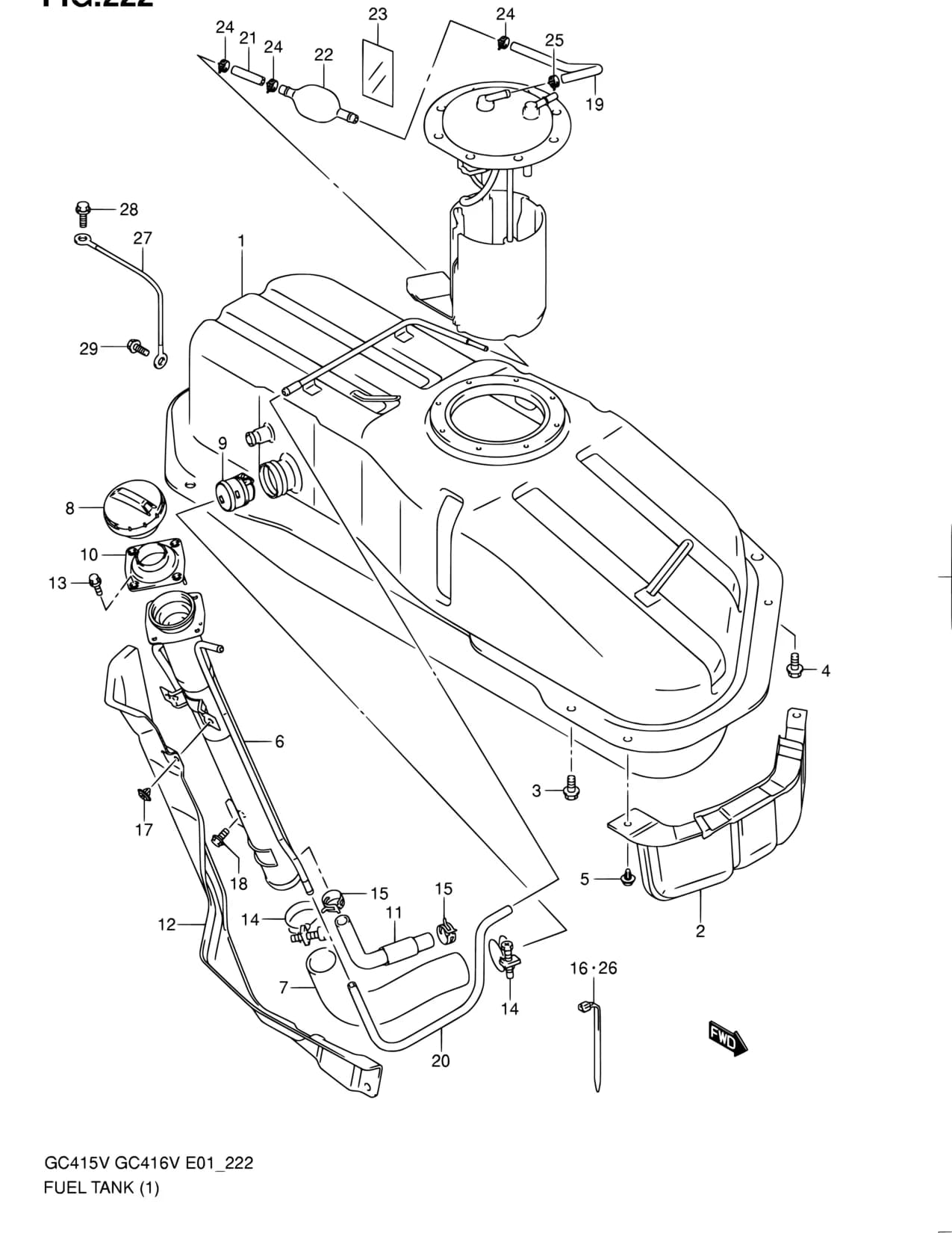 GC415V — Fuel › 222 - FUEL TANK (TYPE 1:GC415V)
