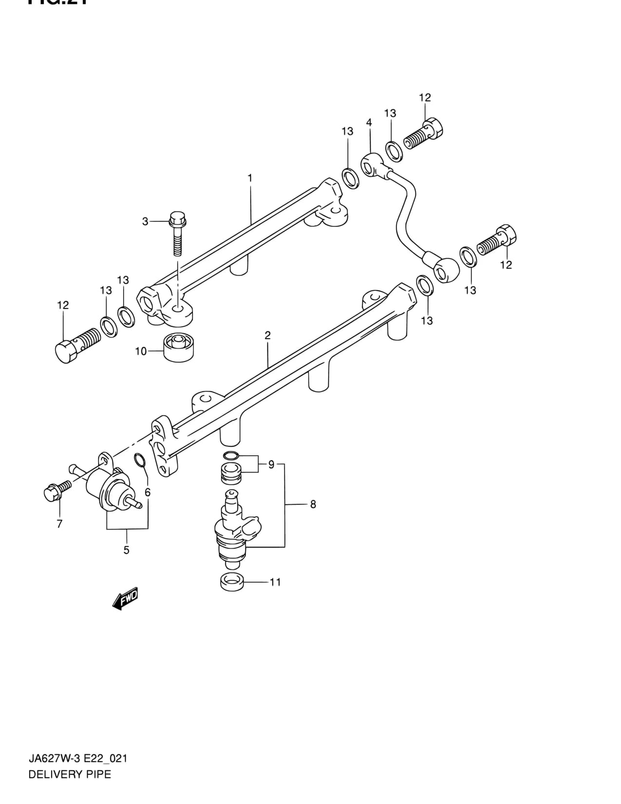 JA627W-3 — Fuel › 21 - DELIVERY PIPE