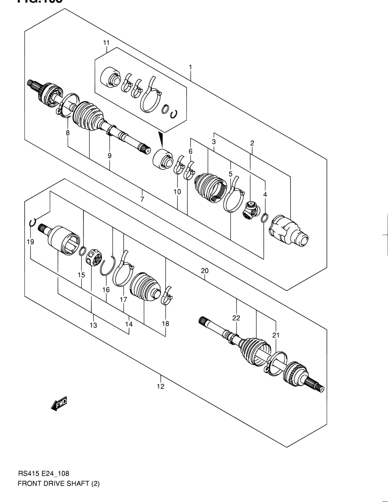 TYPE 1,2 ->44101-63J71 — RS413 (E22,E30,E35,E96) — Suspension › 108 - FRONT DRIVE SHAFT (RS413:MT:4WD)