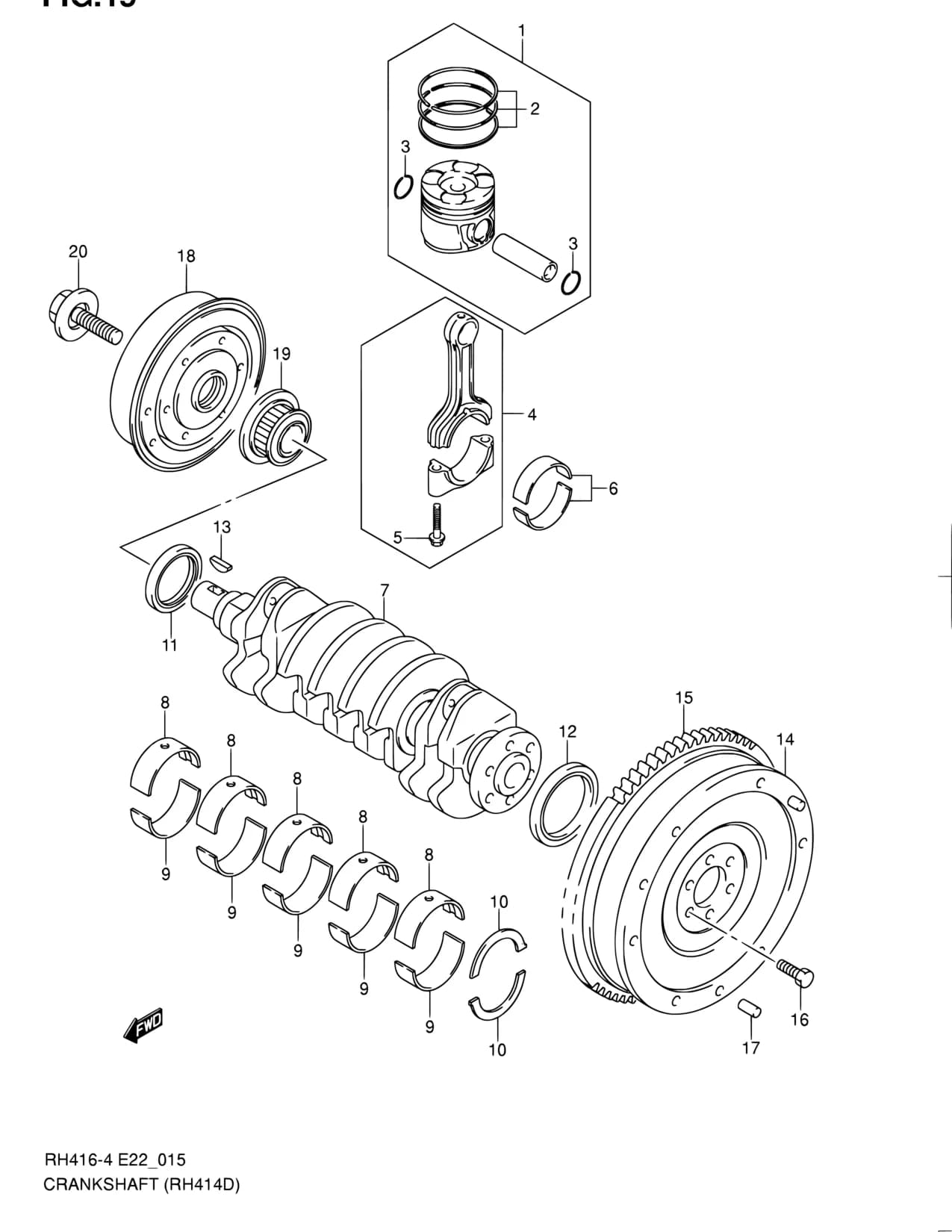 RH414D-4 — Engine › 15 - CRANKSHAFT (RH414D)