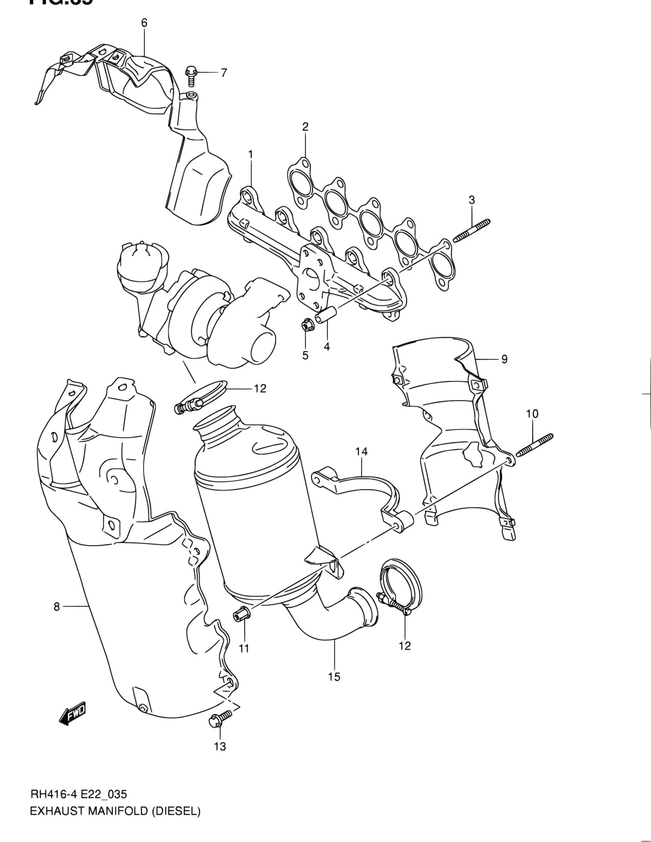 RH414D-4 — Exhaust › 35 - EXHAUST MANIFOLD (DIESEL)