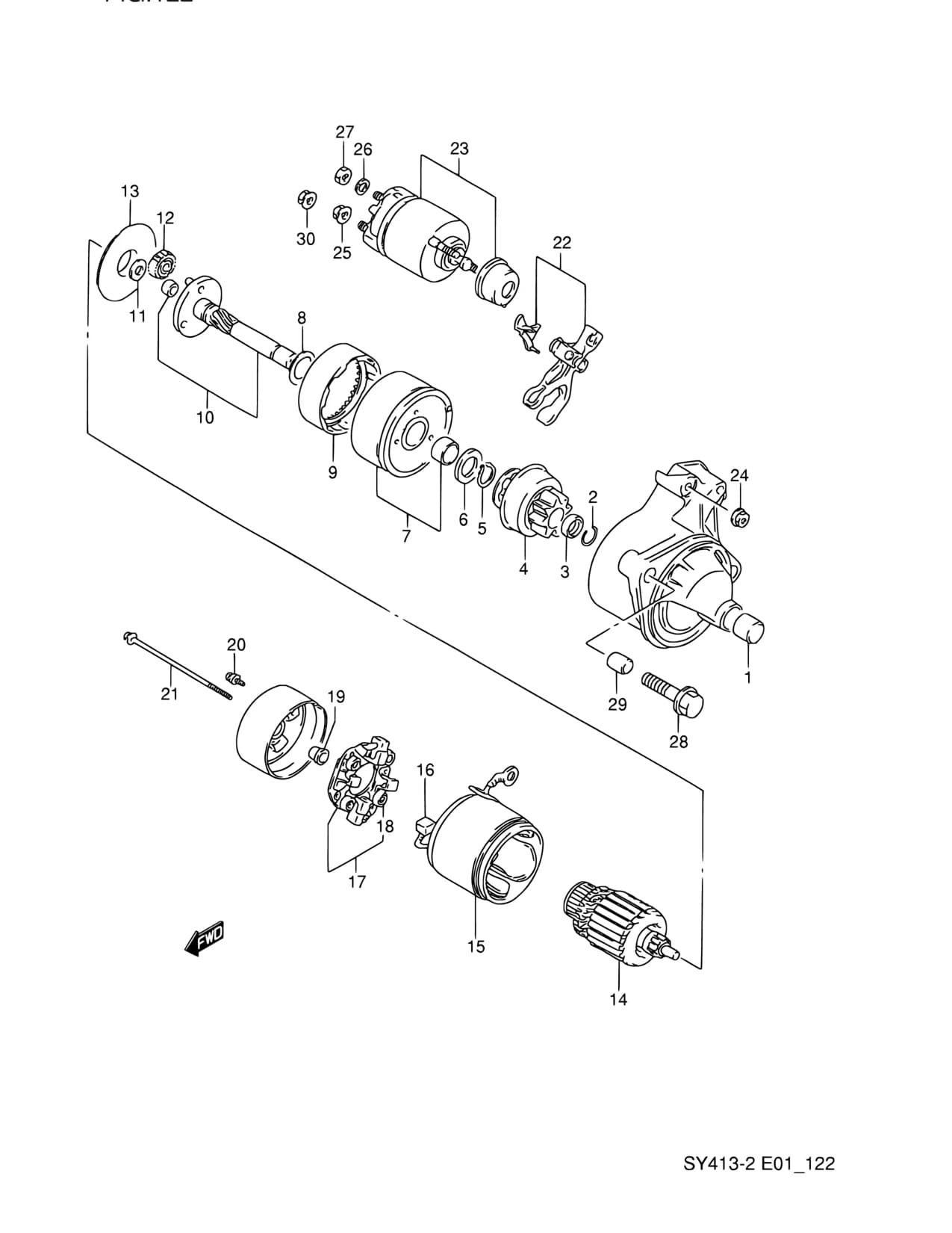 2WD,4WD:DENSO — SY413-2 — Engine Electrical › 122 - STARTING MOTOR (NAME PLATE:31100-64G0)