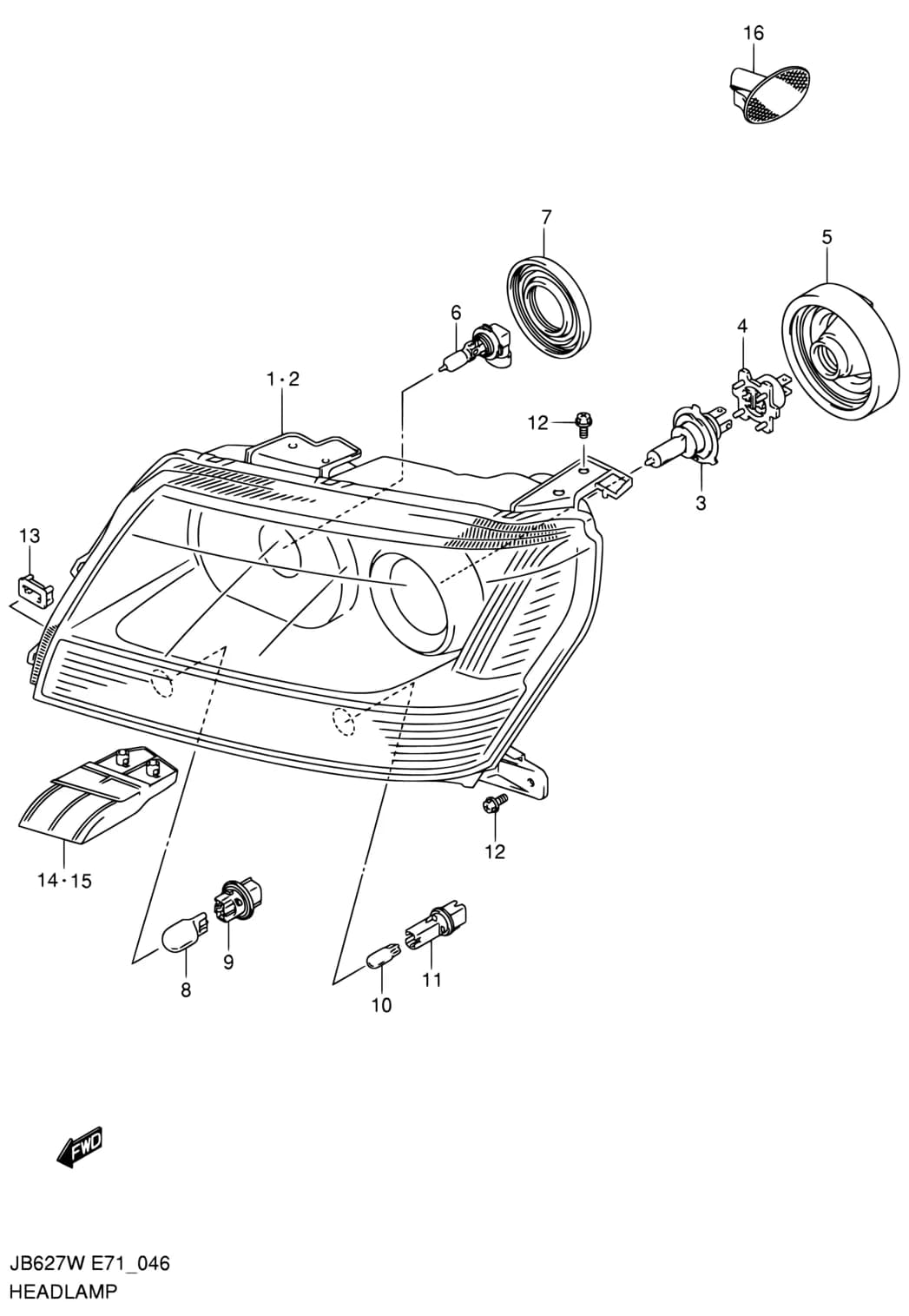 JB627W (E71:MY 2006) — Electrical › 46 - HEADLAMP