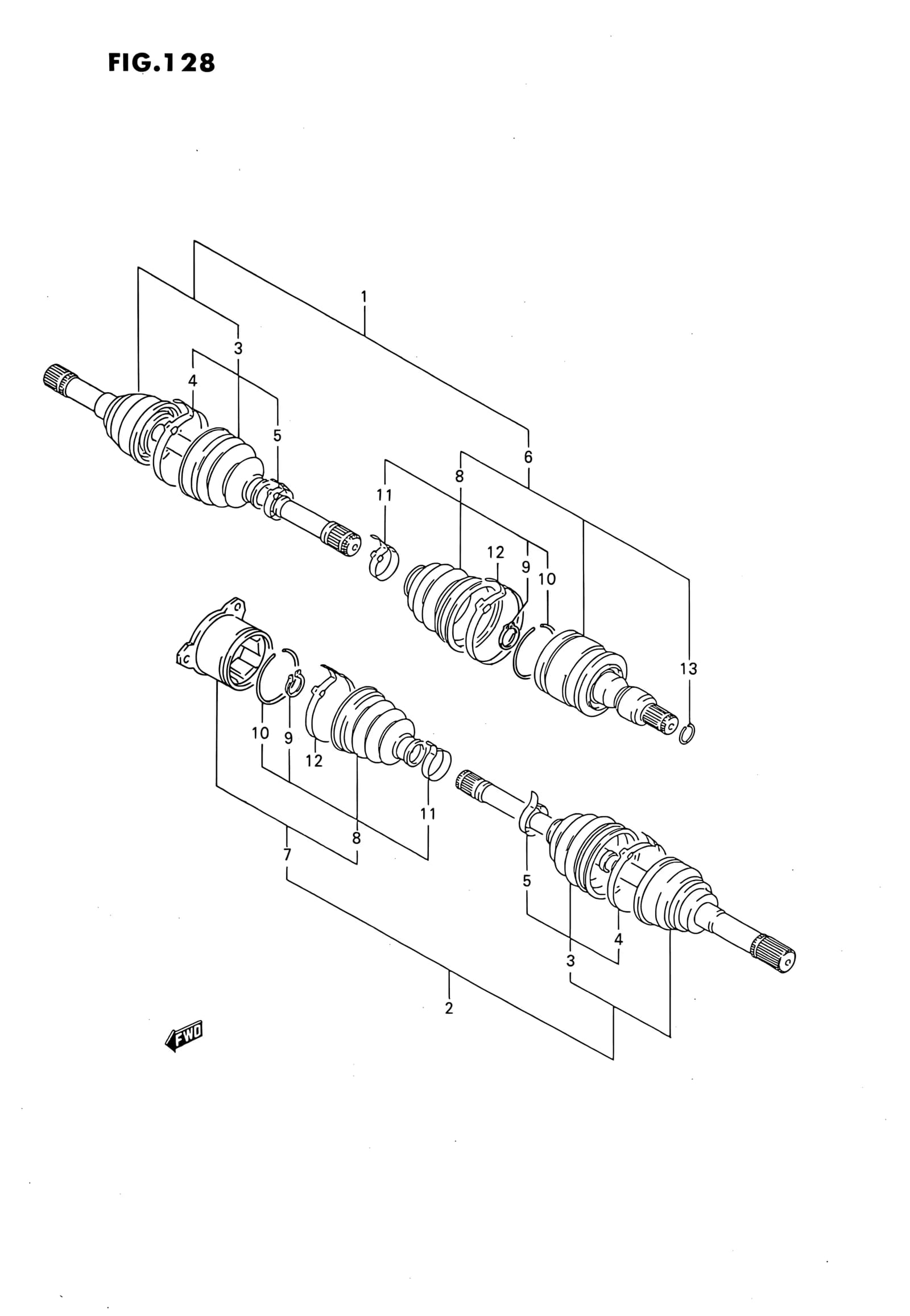 SV420D-2 — Suspension › 128 - FRONT DRIVE SHAFT (SV420D:TYPE 2)