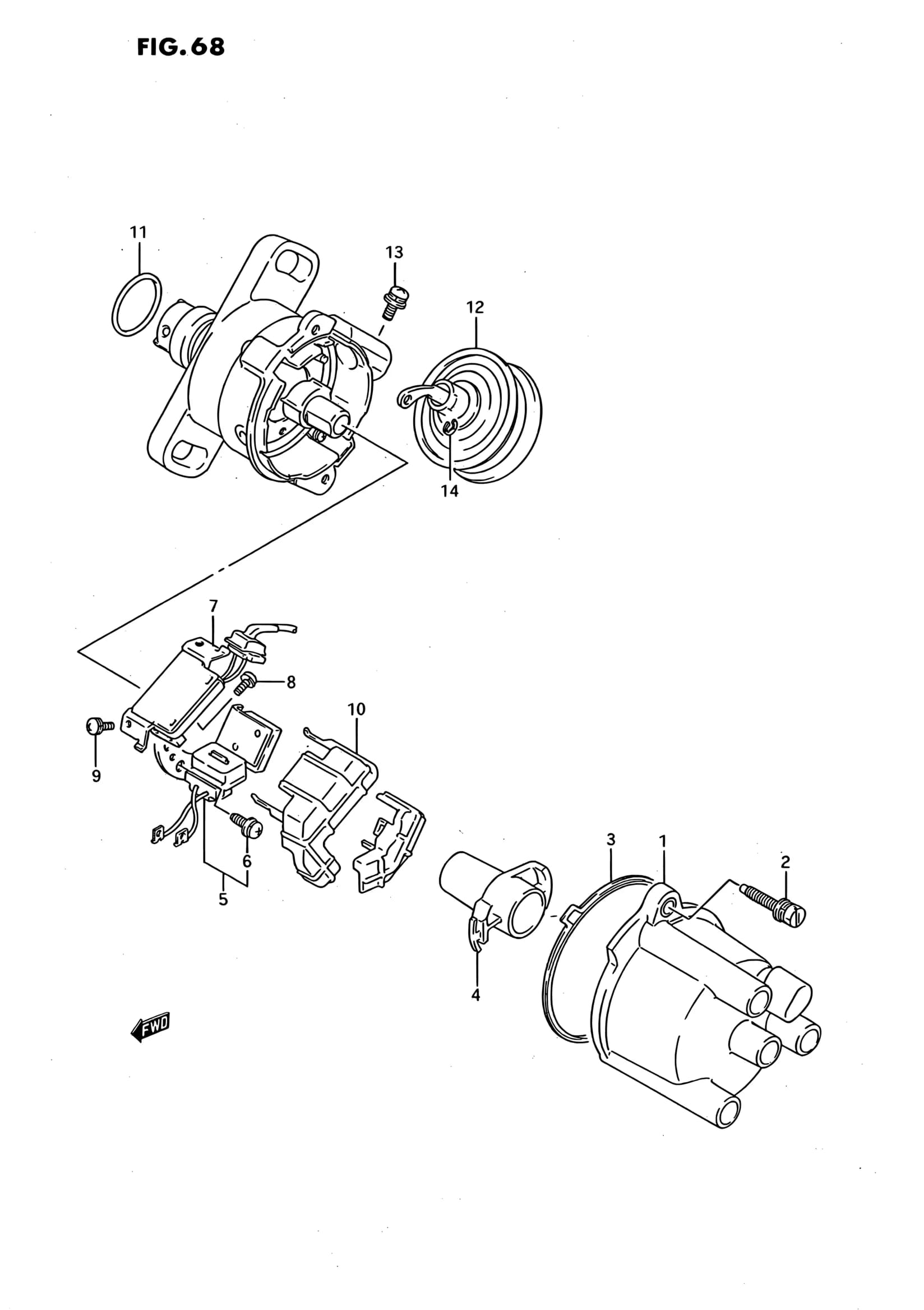 SF310 (E01) — Engine Electrical › 68 - DISTRIBUTOR (W/FUEL INJECTION:TYPE 1)