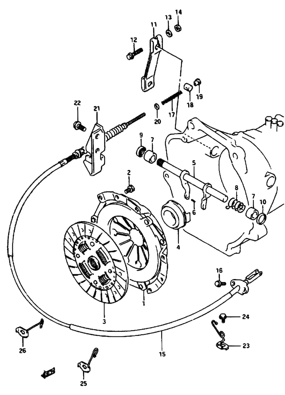 C,V:2DR,<-22400-60A03 — SE416 (E03,E33:MY 1989) — Transmission › 38 - CLUTCH AND CLUTCH CONTROL (MT)