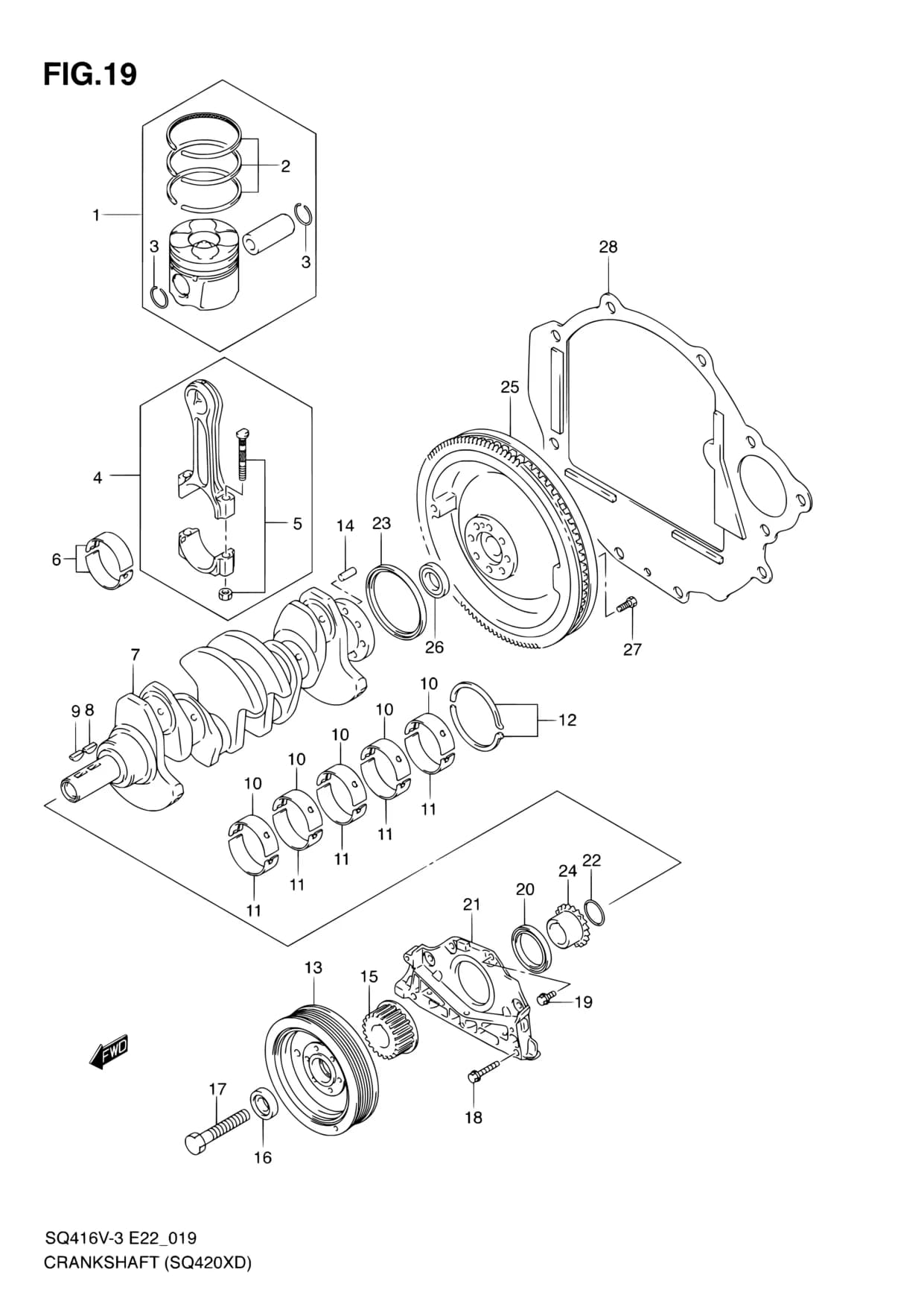 SQ416V-3 — Engine › 19 - CRANKSHAFT (SQ420XD)
