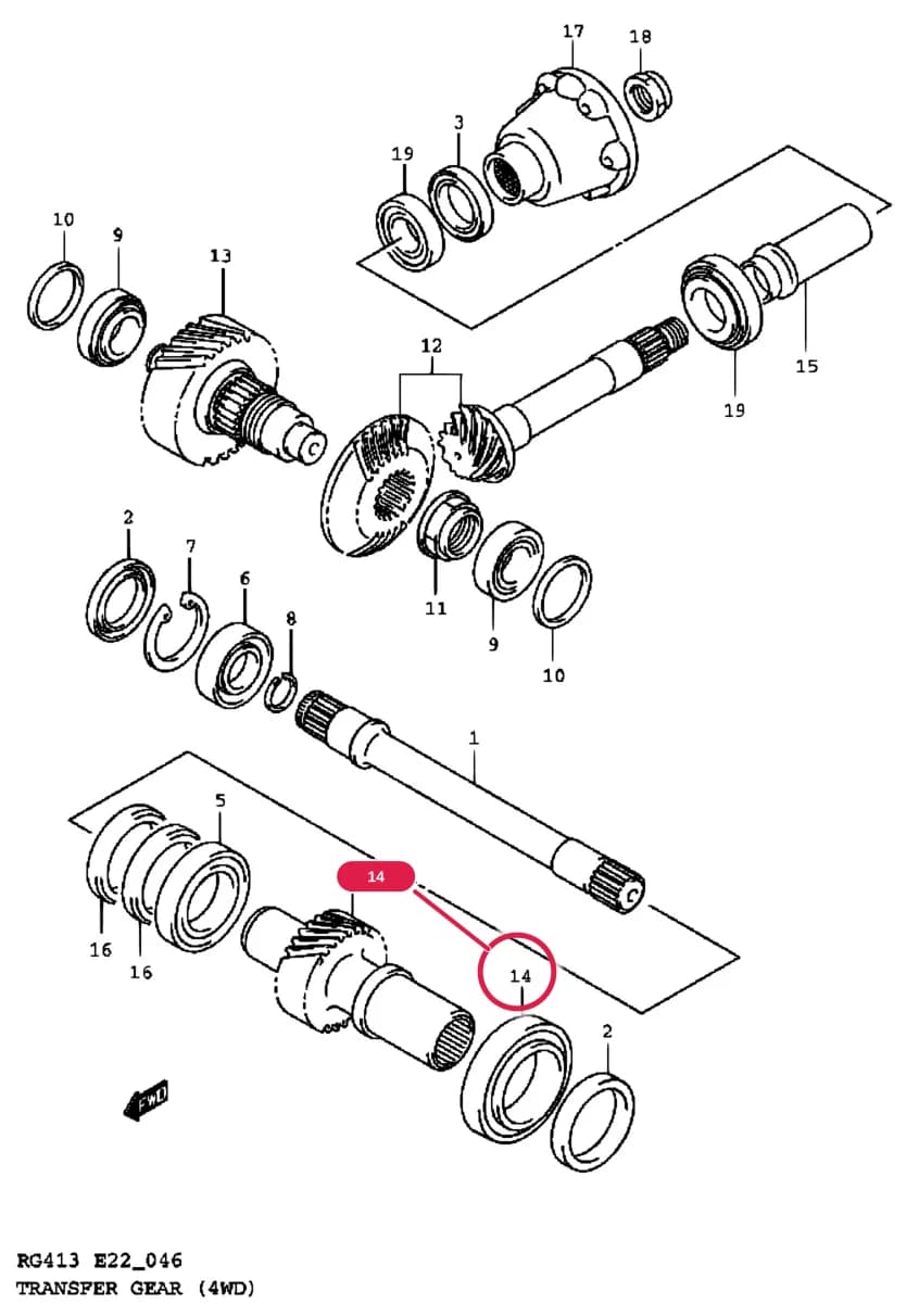 RG413-3 — Transmission › 46 - TRANSFER GEAR (4WD)
