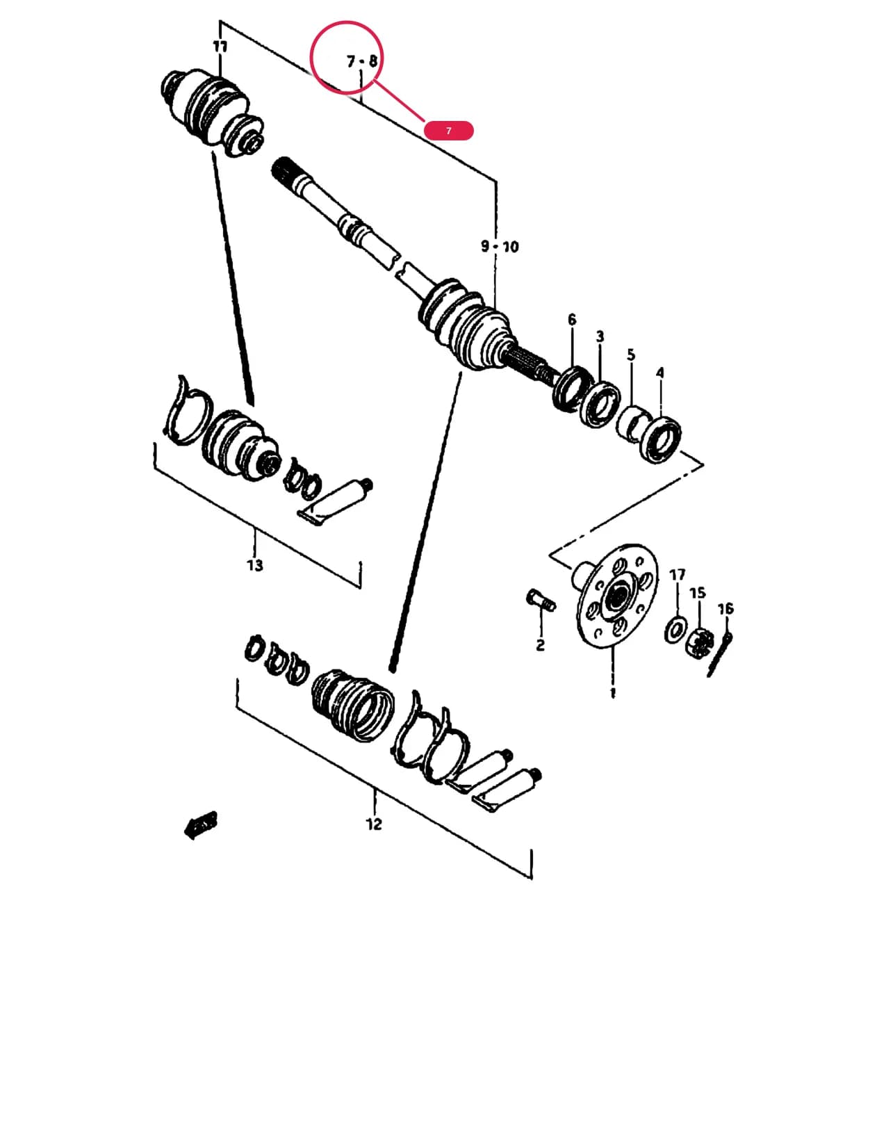 DRIVESHAFT ASSY, RH (L:708) — SS80V — Suspension › 58 - FRONT AXLE