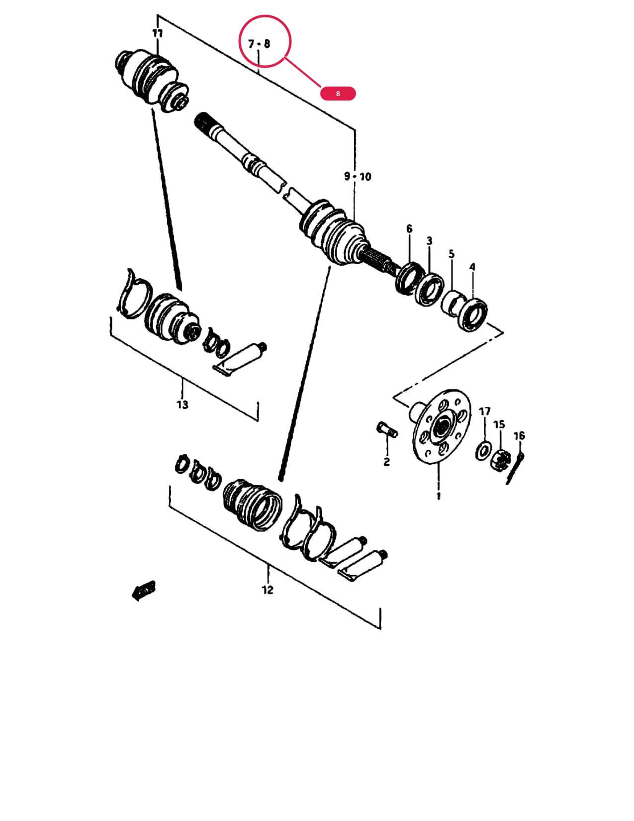 DRIVESHAFT ASSY, LH (L:552) — SS80V — Suspension › 58 - FRONT AXLE