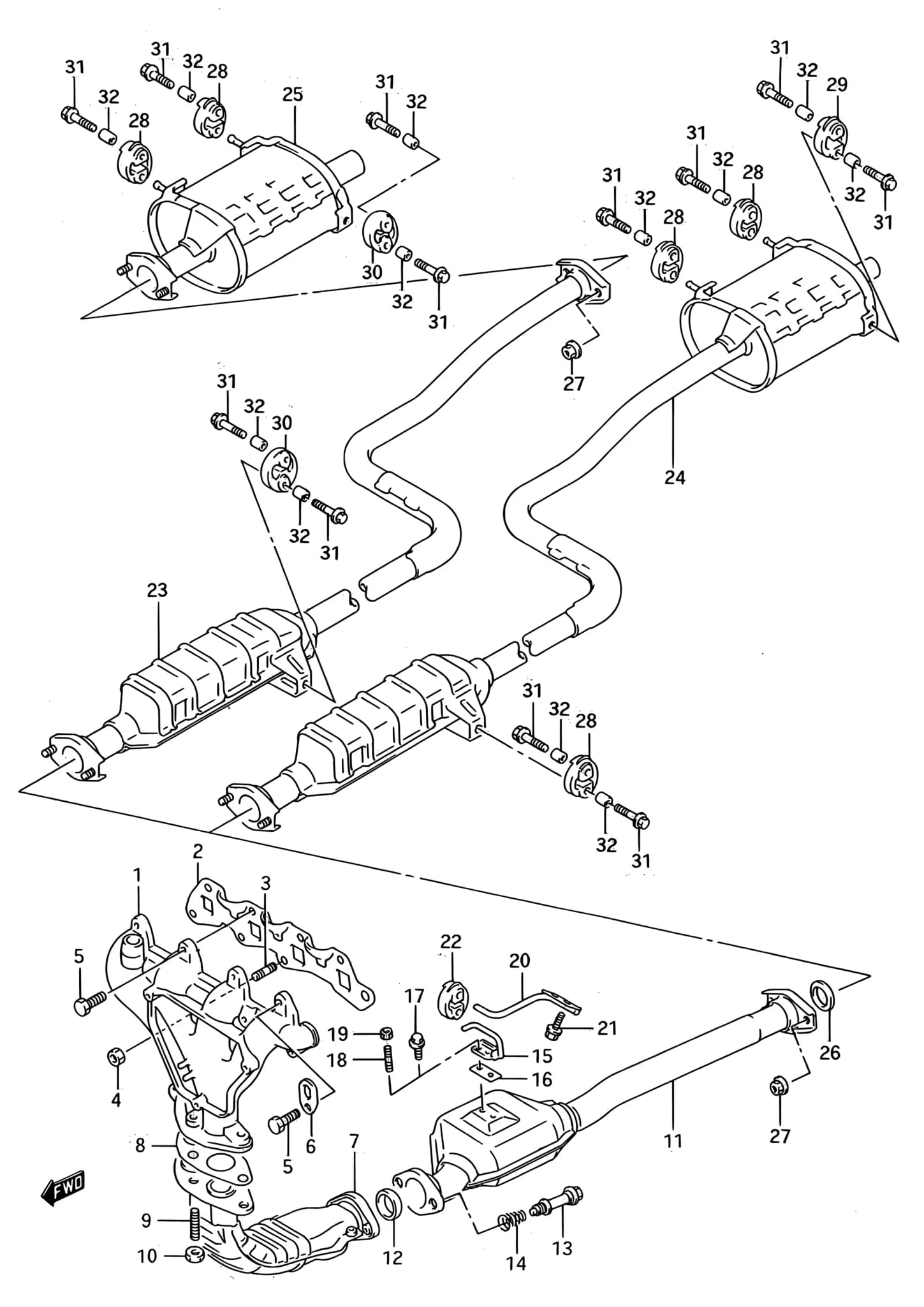 2WD:3DR — SF413 (E01) — Exhaust › 33 - MUFFLER (TYPE 1:2WD:OHC:CARBURETOR:E22,E25)
