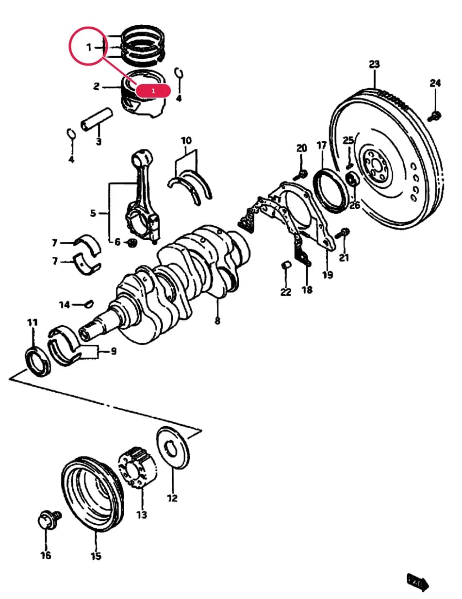 3DR,5DR:STD — SB308 (E01) — Engine › 7 - CRANKSHAFT