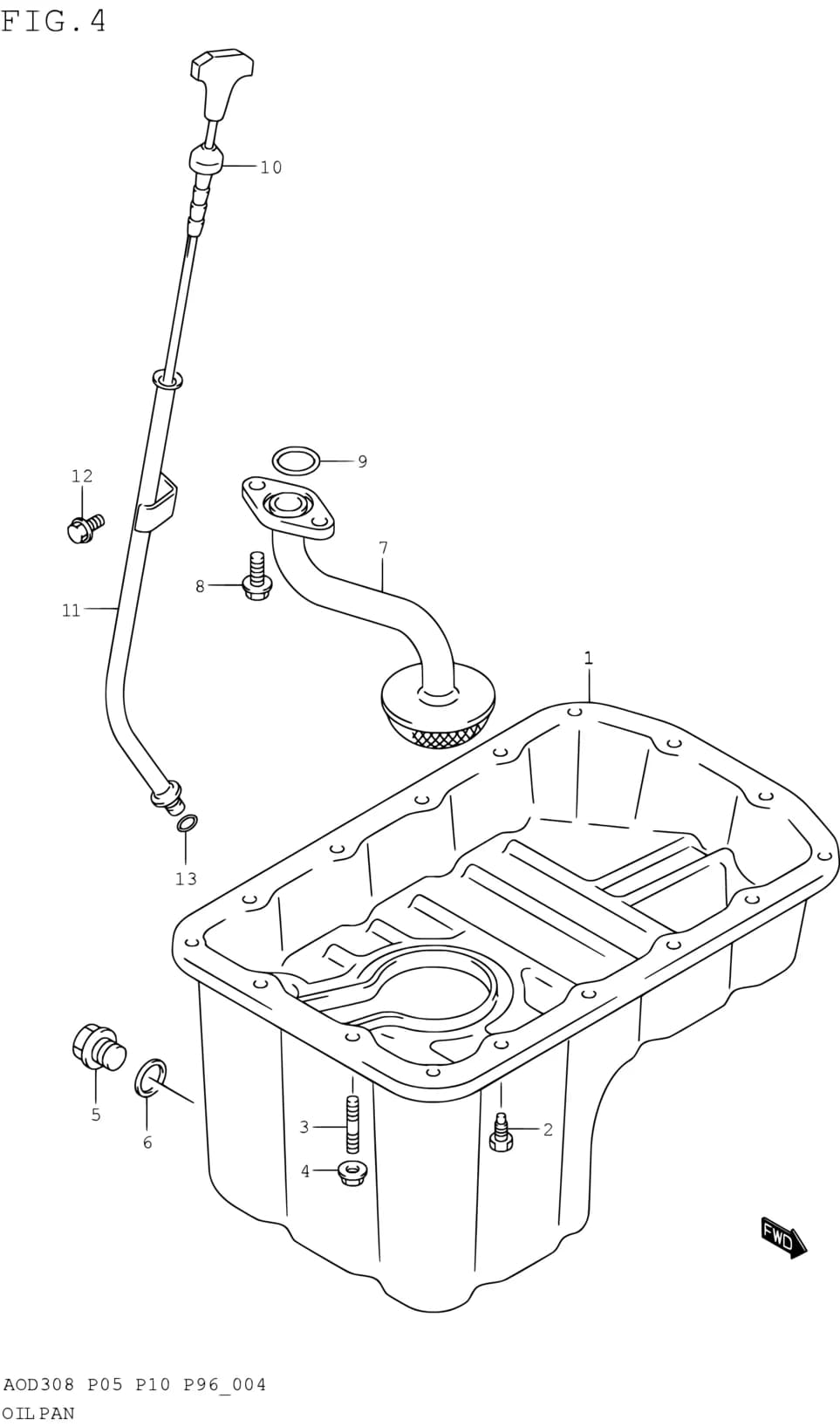 AOD308 (P05,P10,P96) — Lubrication › 4 - OIL PAN