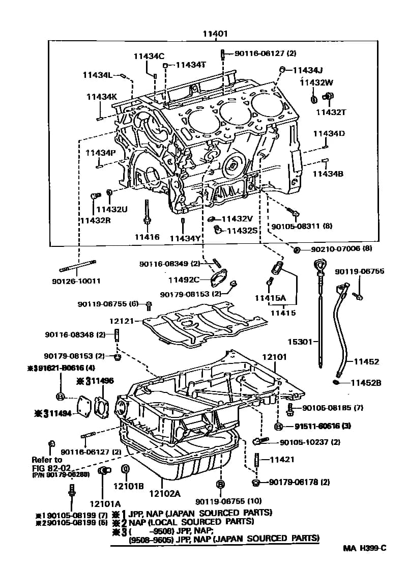 CAMRY          (JPP) 281450 — MCV10L-AEPGKA › 11-05 CYLINDER BLOCK