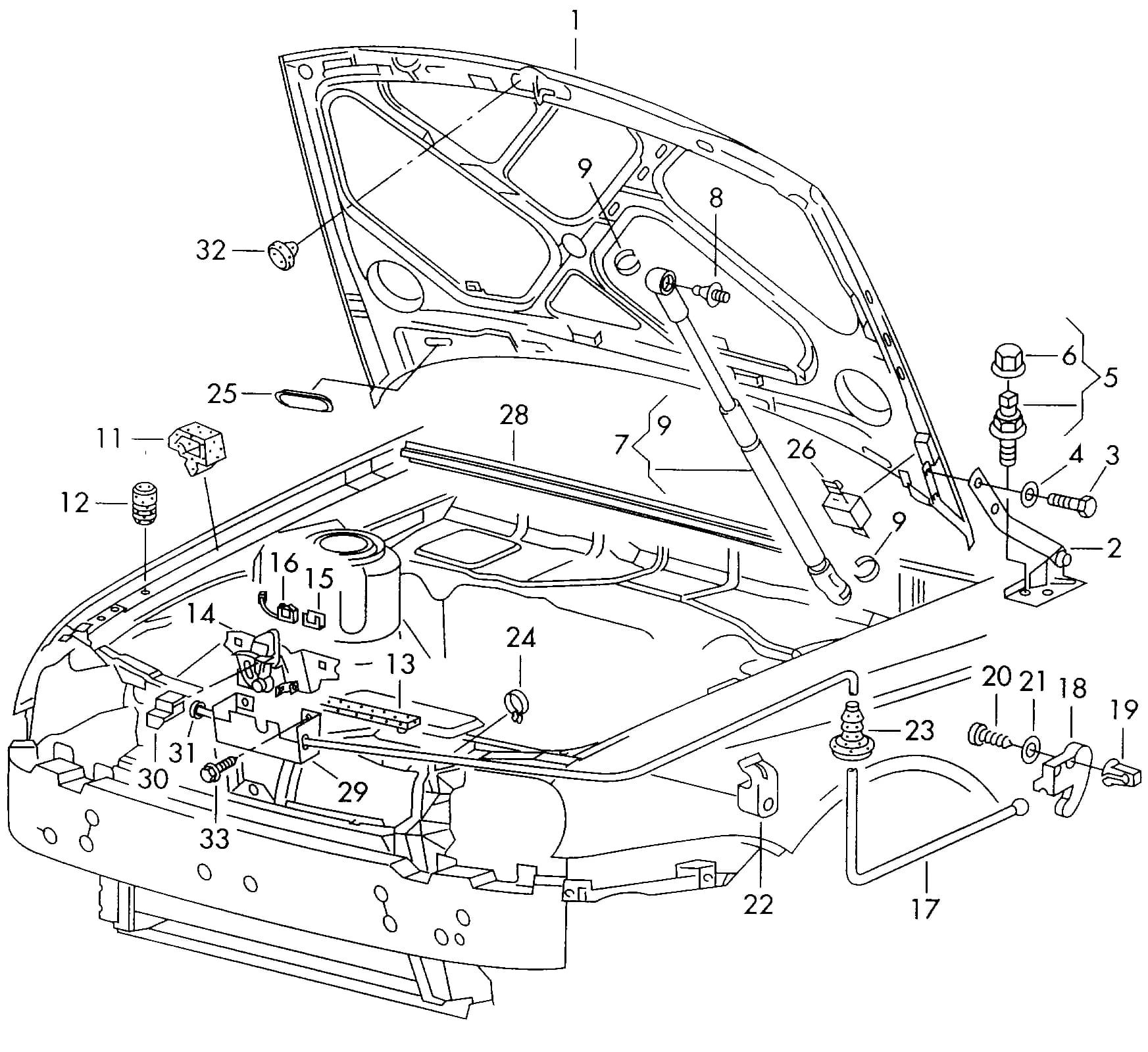 bonnet lock-lower partfor vehicles with anti-theftalarm system and imobiliser              use if required:1HM 953 236 — 1999 — Body › 82310