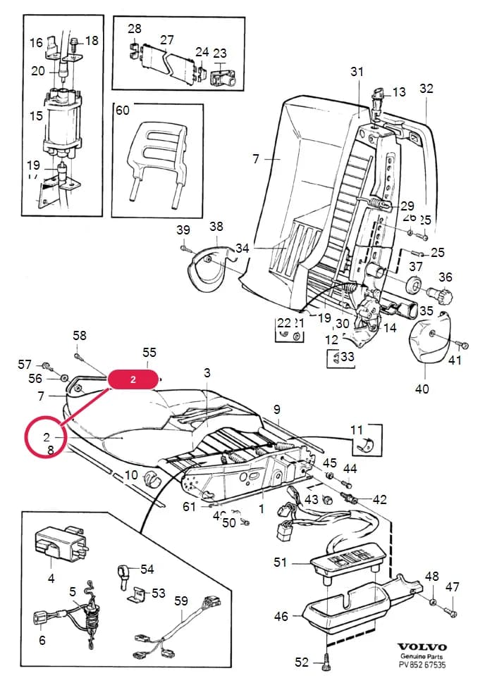 85 Interior — Subgroups of category: "Interior" › Front seat, electrically adjustable 1990 760 4DRS CH 67269-, 760 5DRS CH 27145- , 4DRS S.R