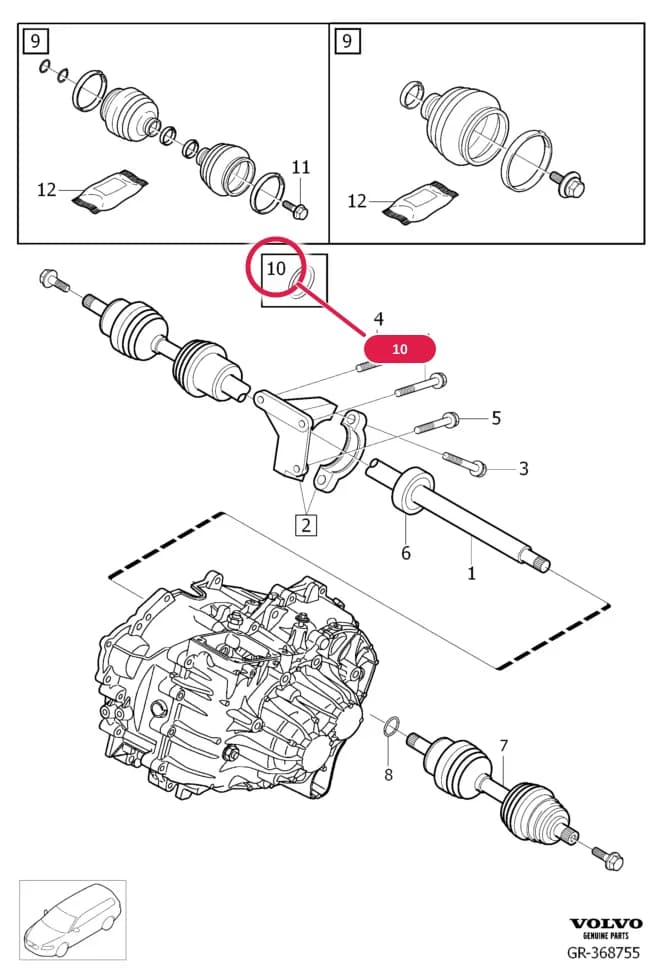 inner and outer, CH -468., When replacing the bellows kits, the expander ring must also be replaced. — 46 Rear axle, drive shafts — 466 drive shaft, constant velocity joint, drive shaft gear › Drive shafts    , D5204T, M66