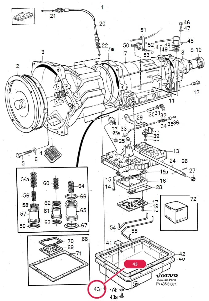 43 Transmission — Subgroups of category: "Transmission" › automatic transmission 1208563 AW70 , AW70