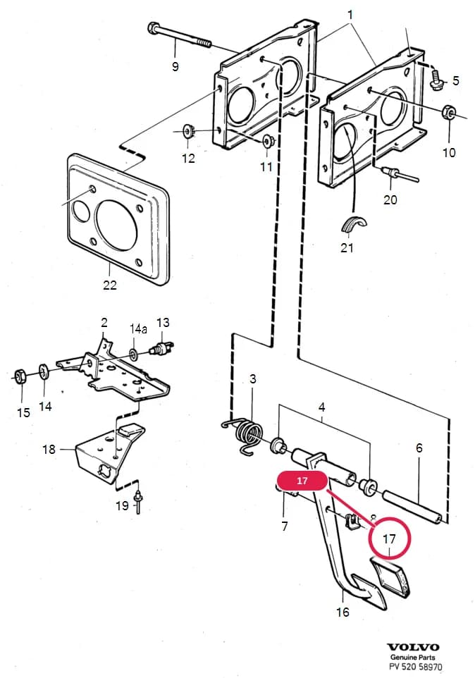 52 Hydraulic/Vacuum-hydraulic brakes — Subgroups of category: "Hydraulic/Vacuum-hydraulic brakes" › brake pedal with assembly parts