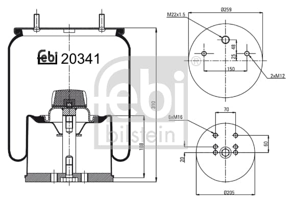 Soffietto, Sospensione pneumatica — FEBI BILSTEIN 20341