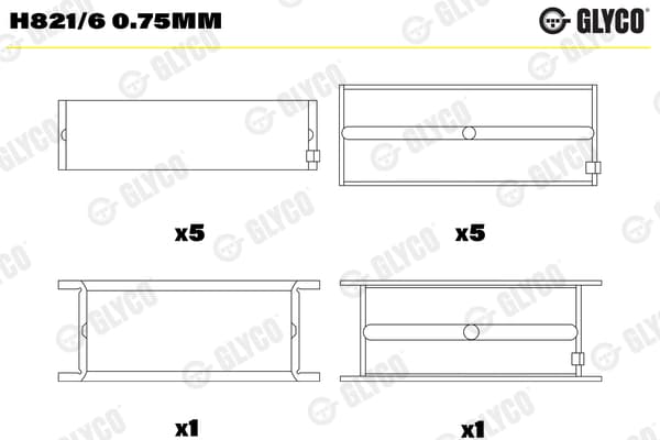 Cuscinetto albero a gomiti — GLYCO H821/6 0.75mm