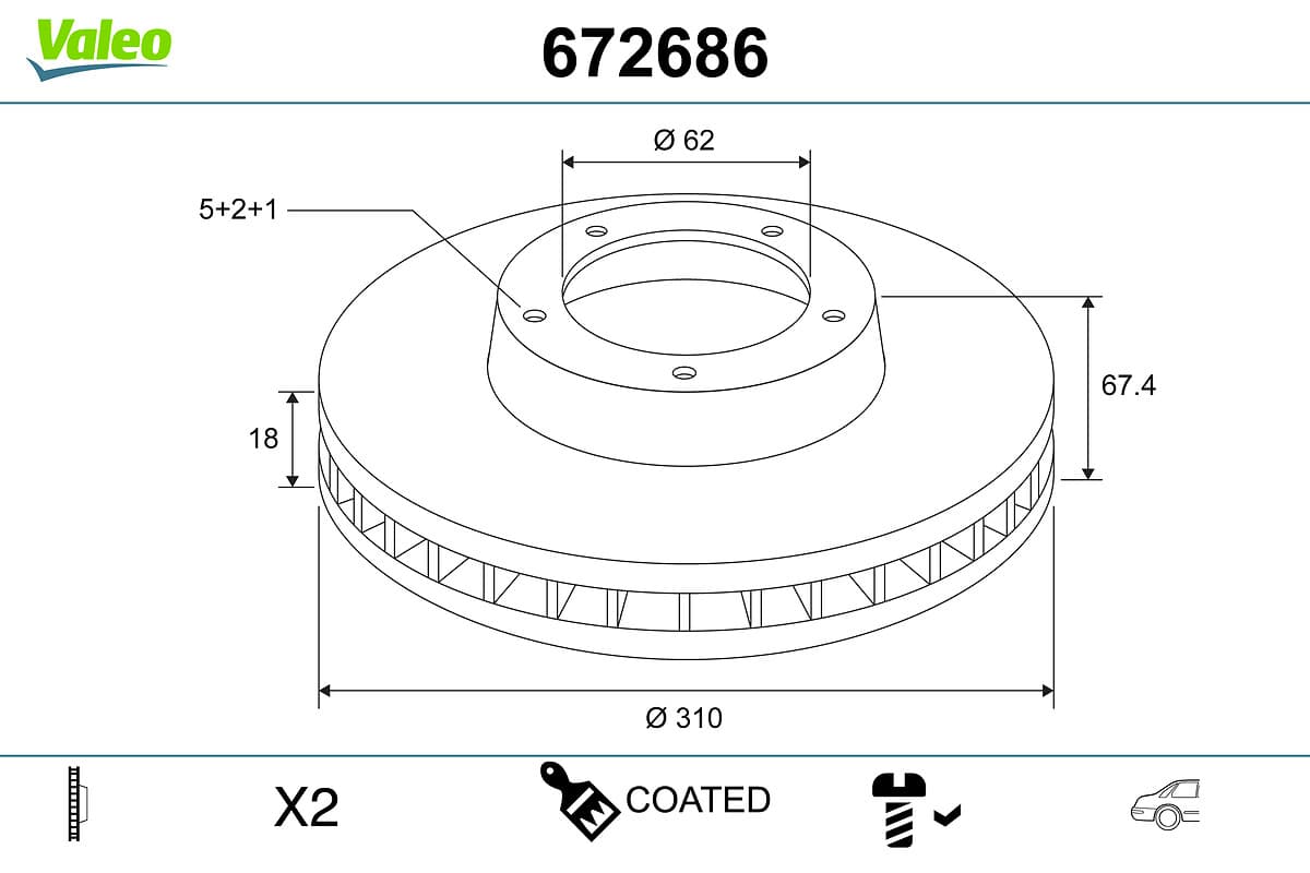 Dischi freno — VALEO 672686
