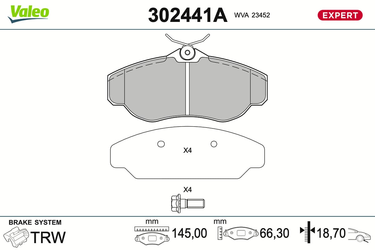 Pastiglie freno — VALEO 302441A