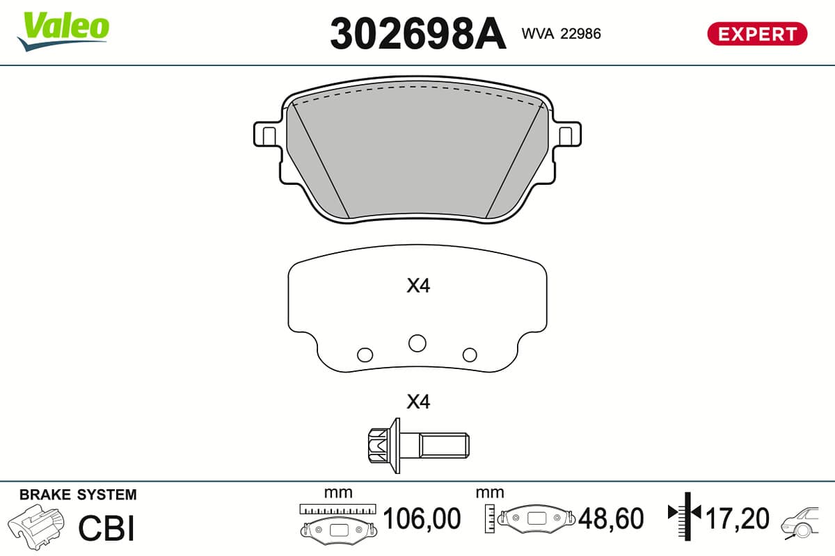 Pastiglie freno — VALEO 302698A