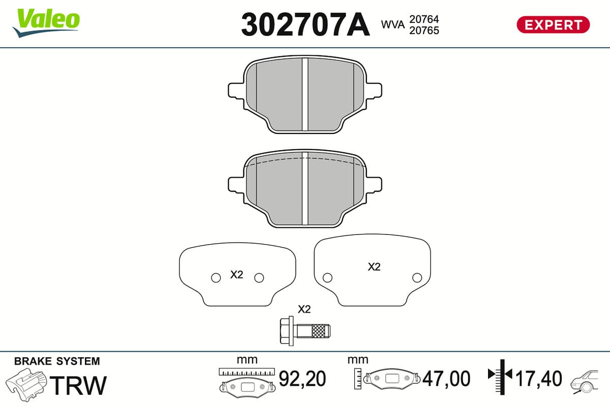Pastiglie freno — VALEO 302707A