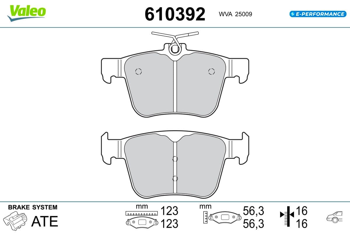 Pastiglie freno — VALEO 610392