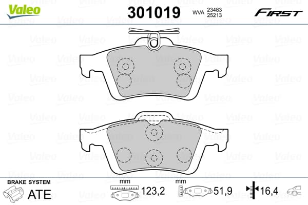 Pastiglie freno — VALEO 301019