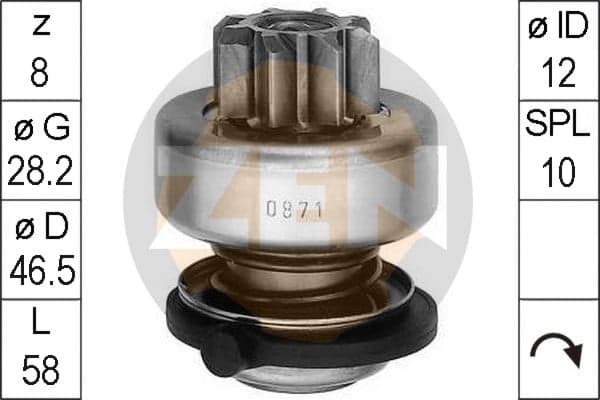 Meccanismo unidirezionale, Motorino d'avviamento — ERA ZN0871