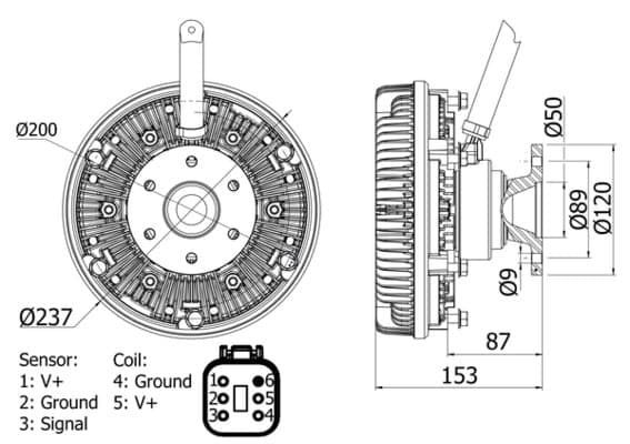 Giunto di collegamento, Ventilatore radiatore — MAHLE CFC 26 000S