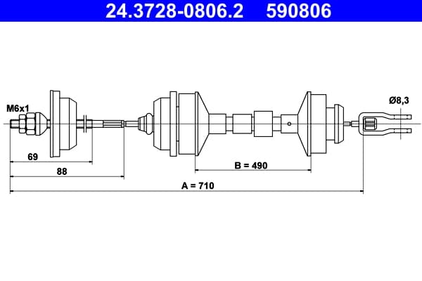 ATE 24.3728-0806.2 Cavo comando, Comando frizione