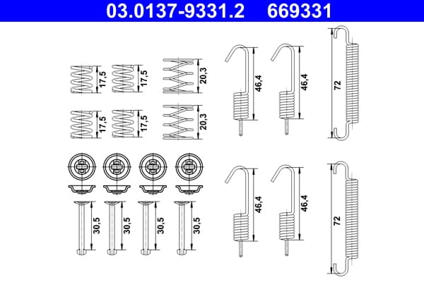 Kit accessori, Ganasce freno stazionamento — ATE 03.0137-9331.2