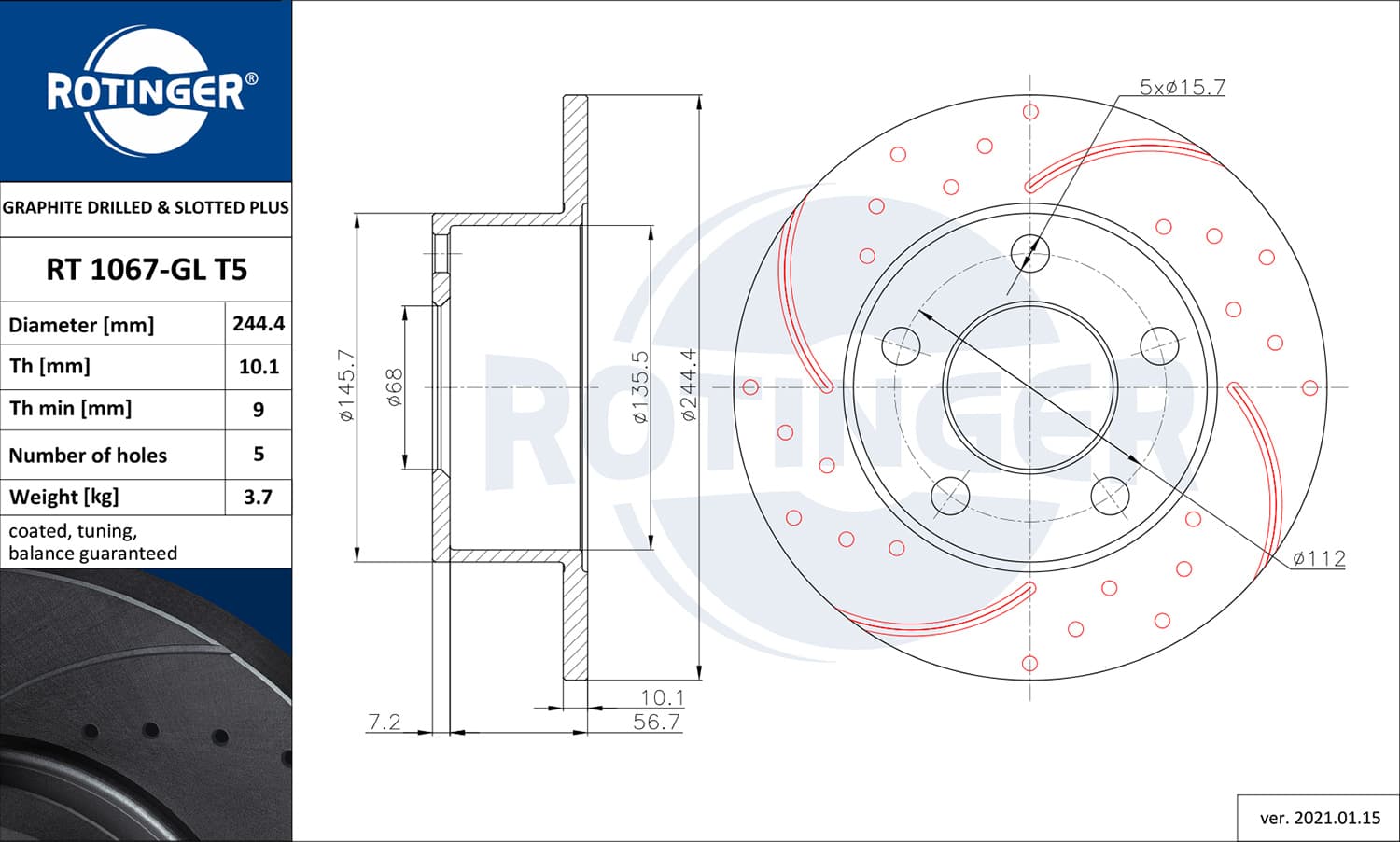 Dischi freno — ROTINGER RT 1067-GL T5