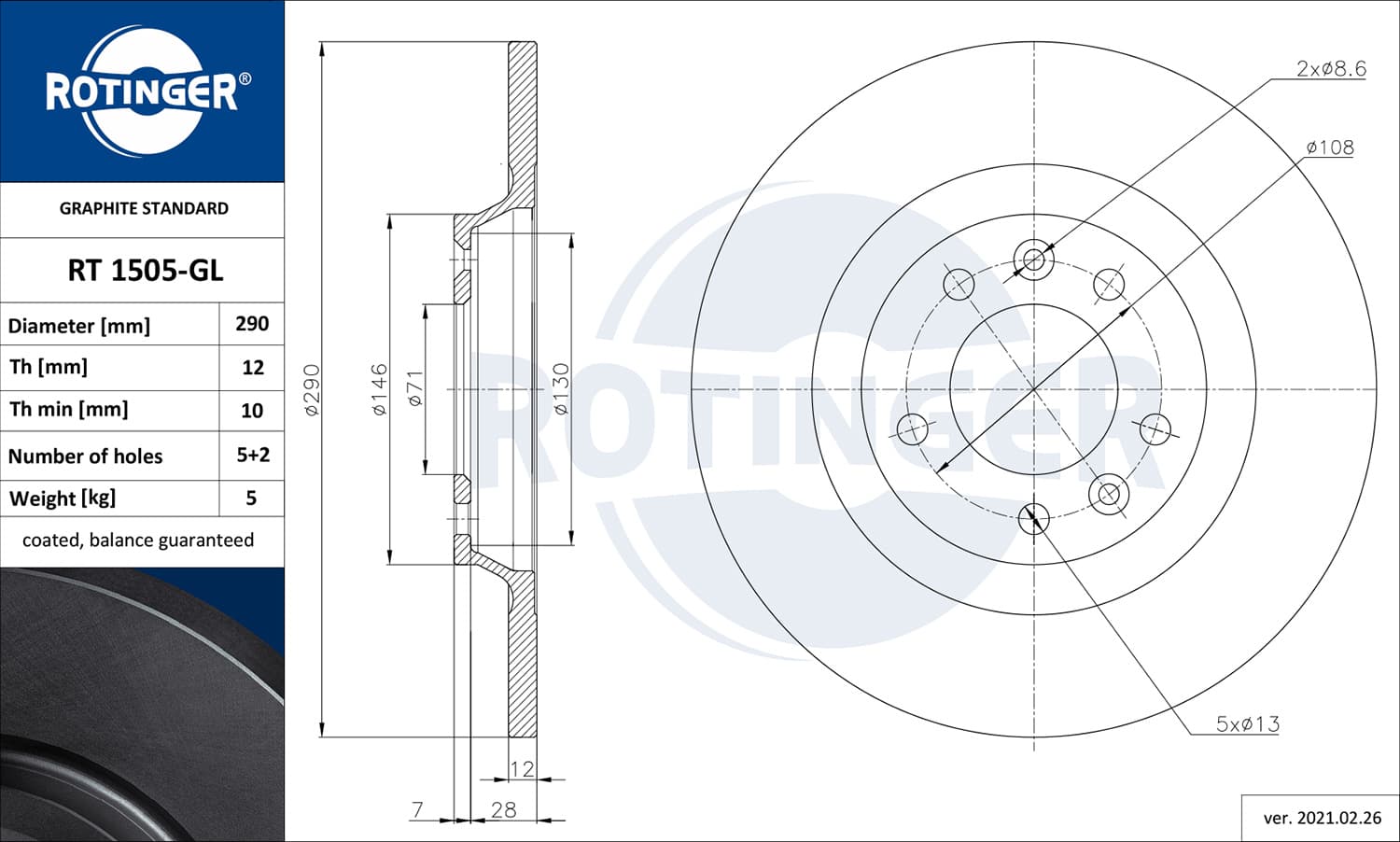 Dischi freno — ROTINGER RT 1505-GL