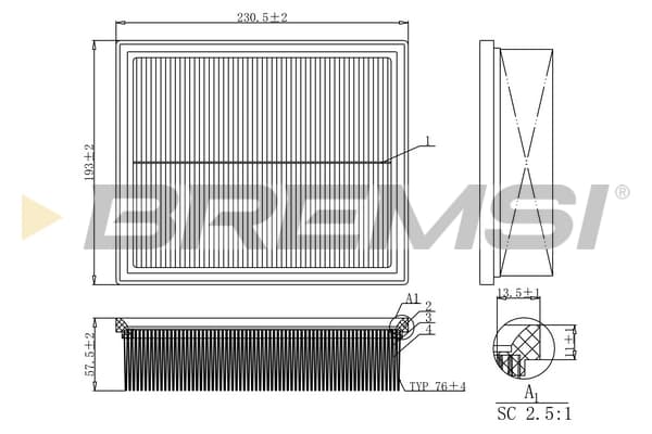 Filtro aria — BREMSI FA1153