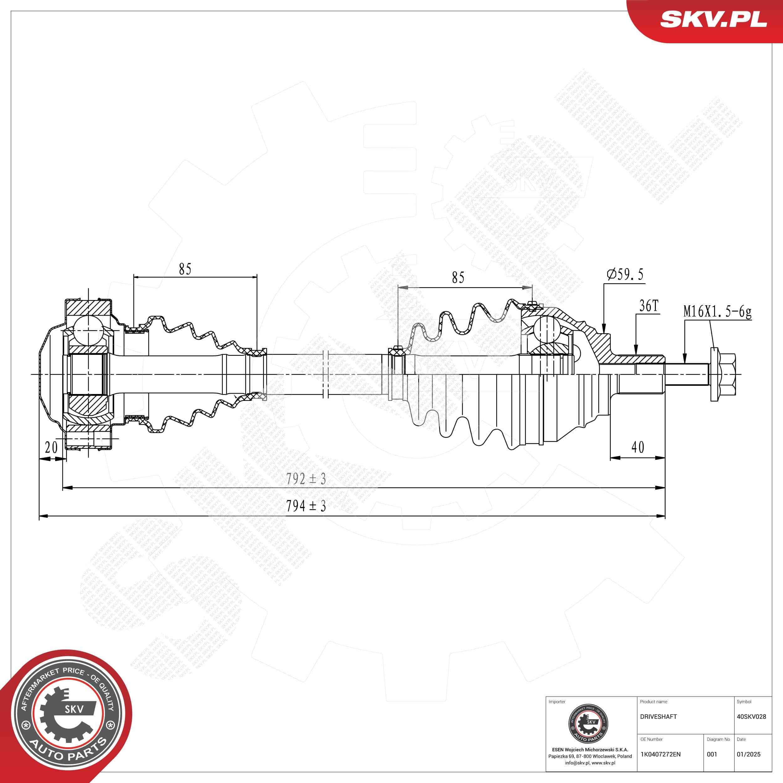 Albero motore/Semiasse — ESEN SKV 40SKV028