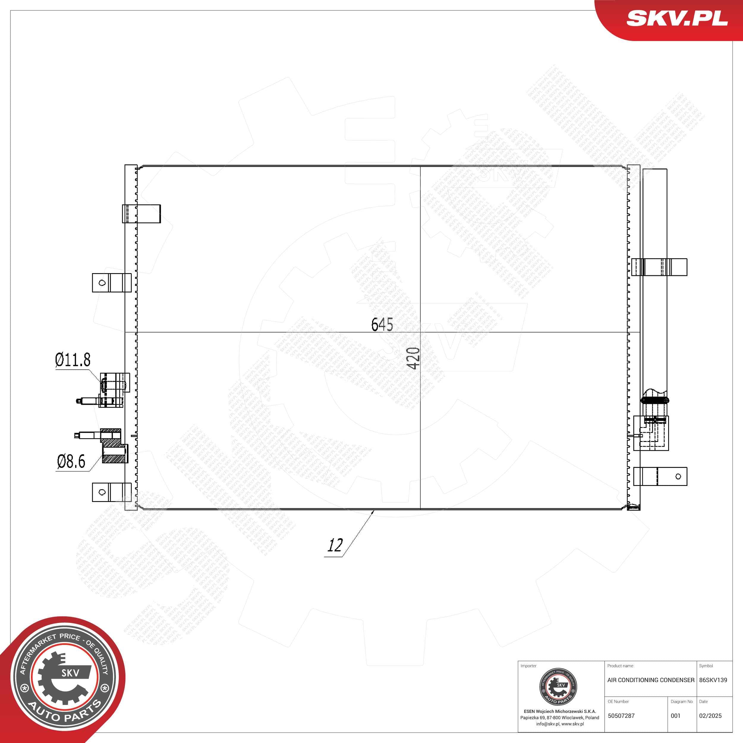 Condensatore aria condizionata — ESEN SKV 86SKV139