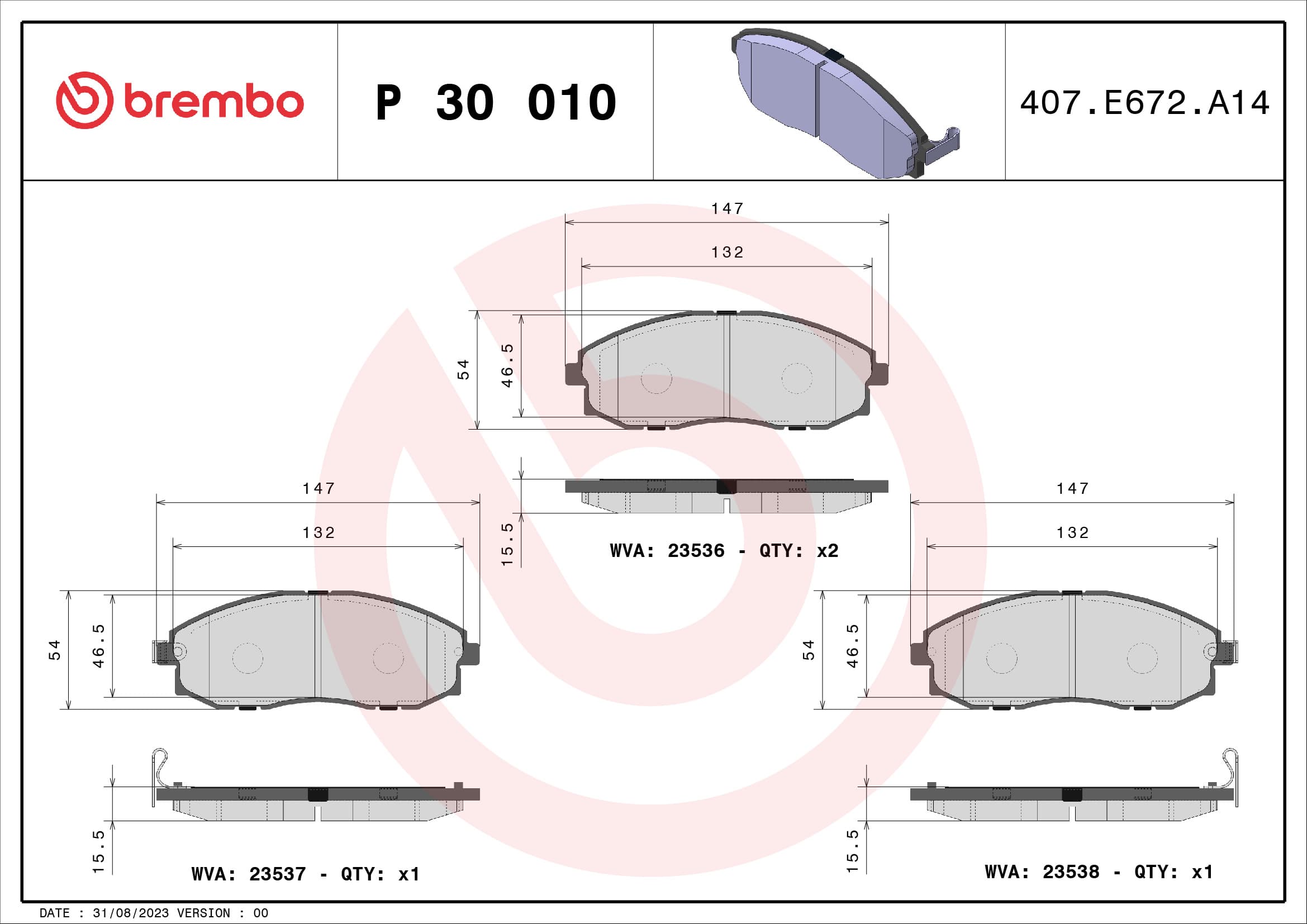 Pastiglie freno — BREMBO P 30 010