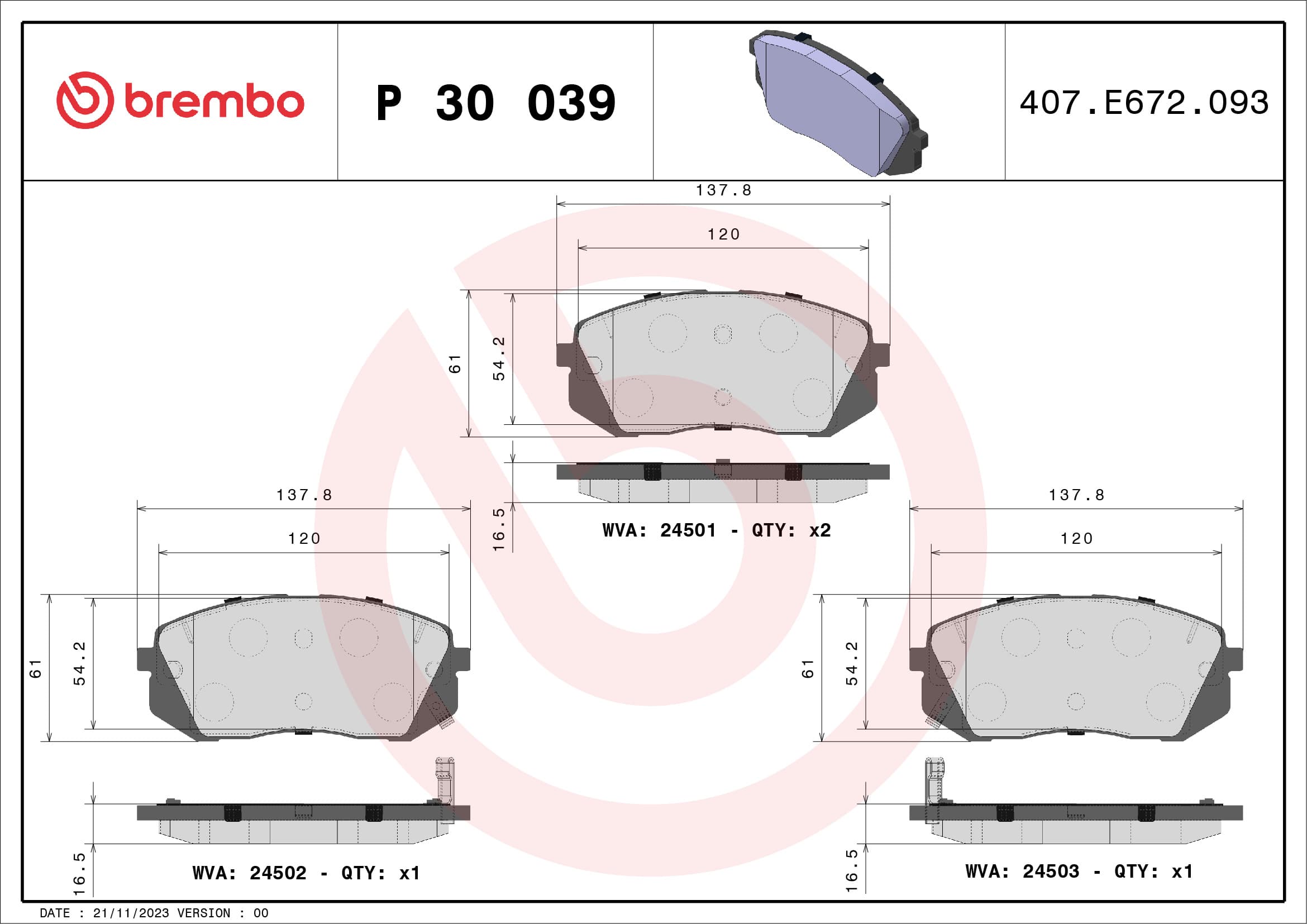 Pastiglie freno — BREMBO P 30 039