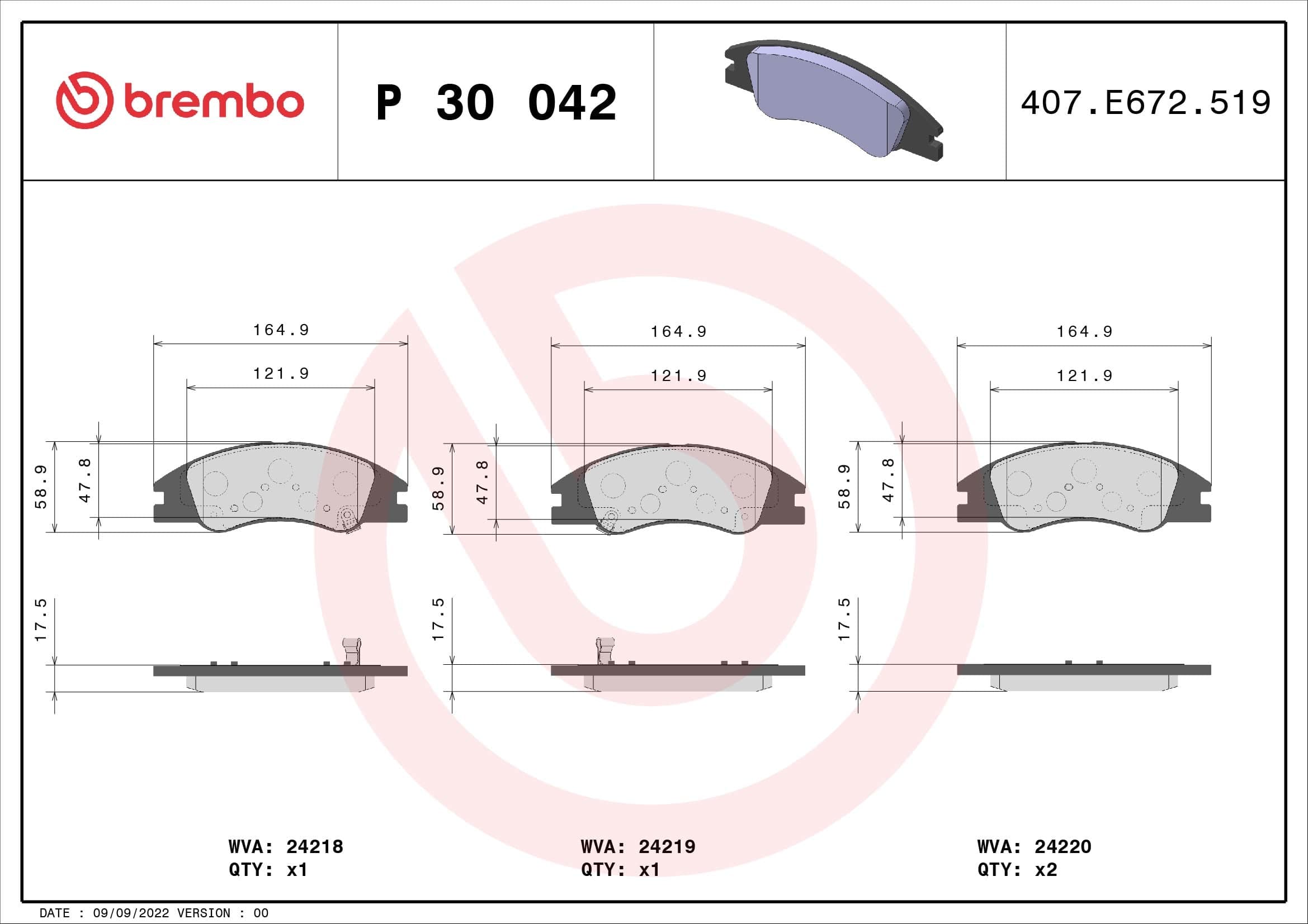 Pastiglie freno — BREMBO P 30 042