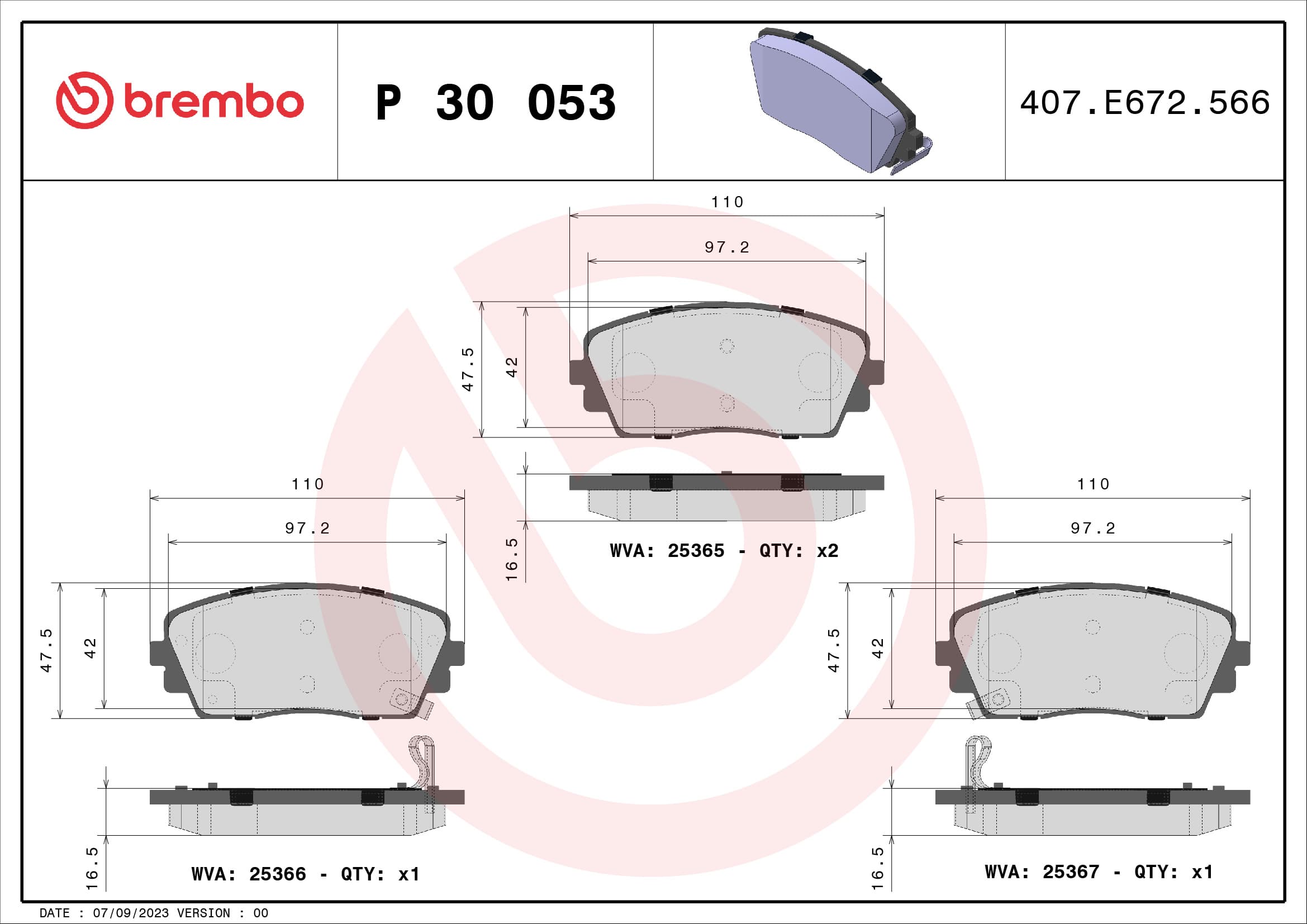 Pastiglie freno — BREMBO P 30 053