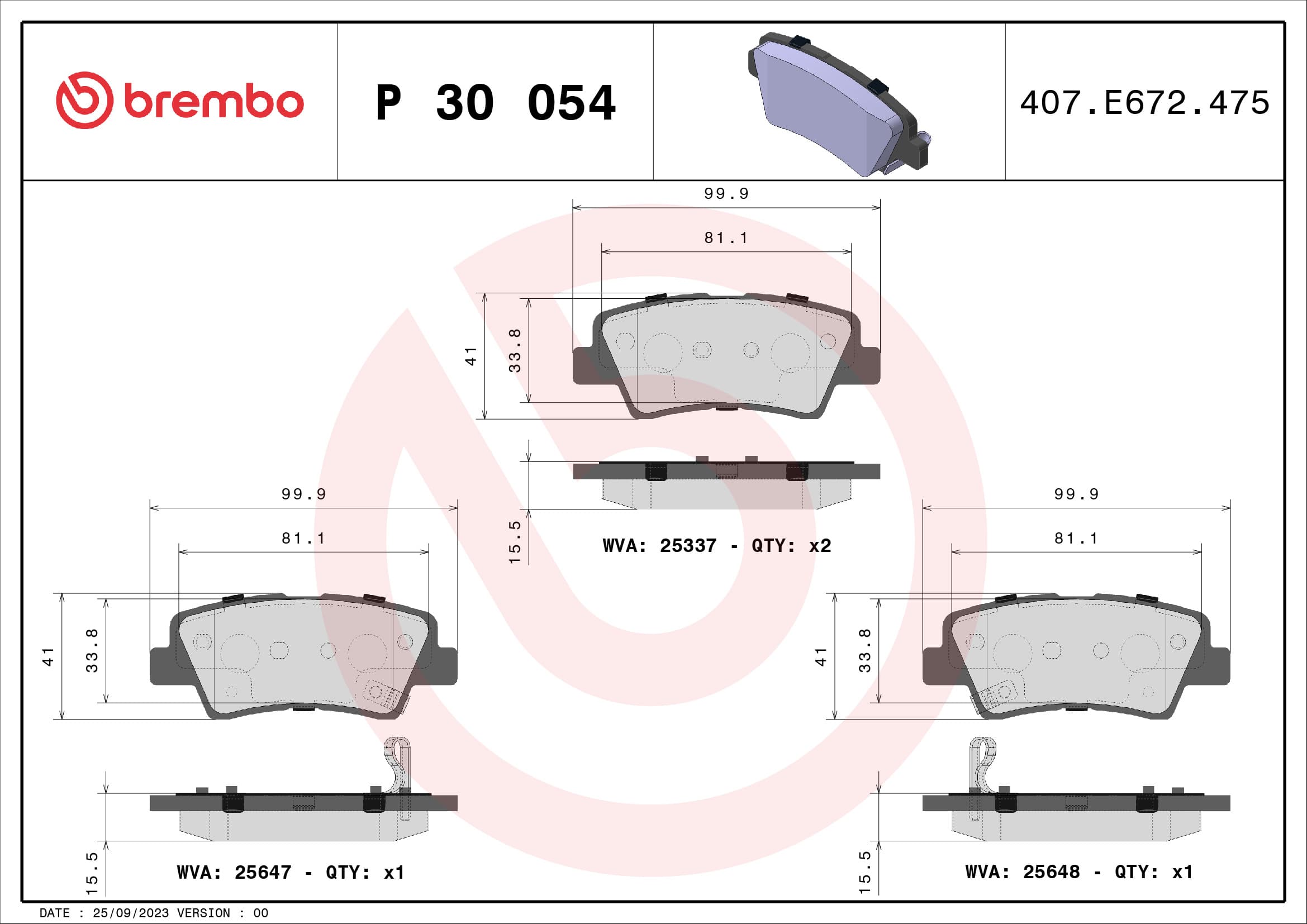 Pastiglie freno — BREMBO P 30 054
