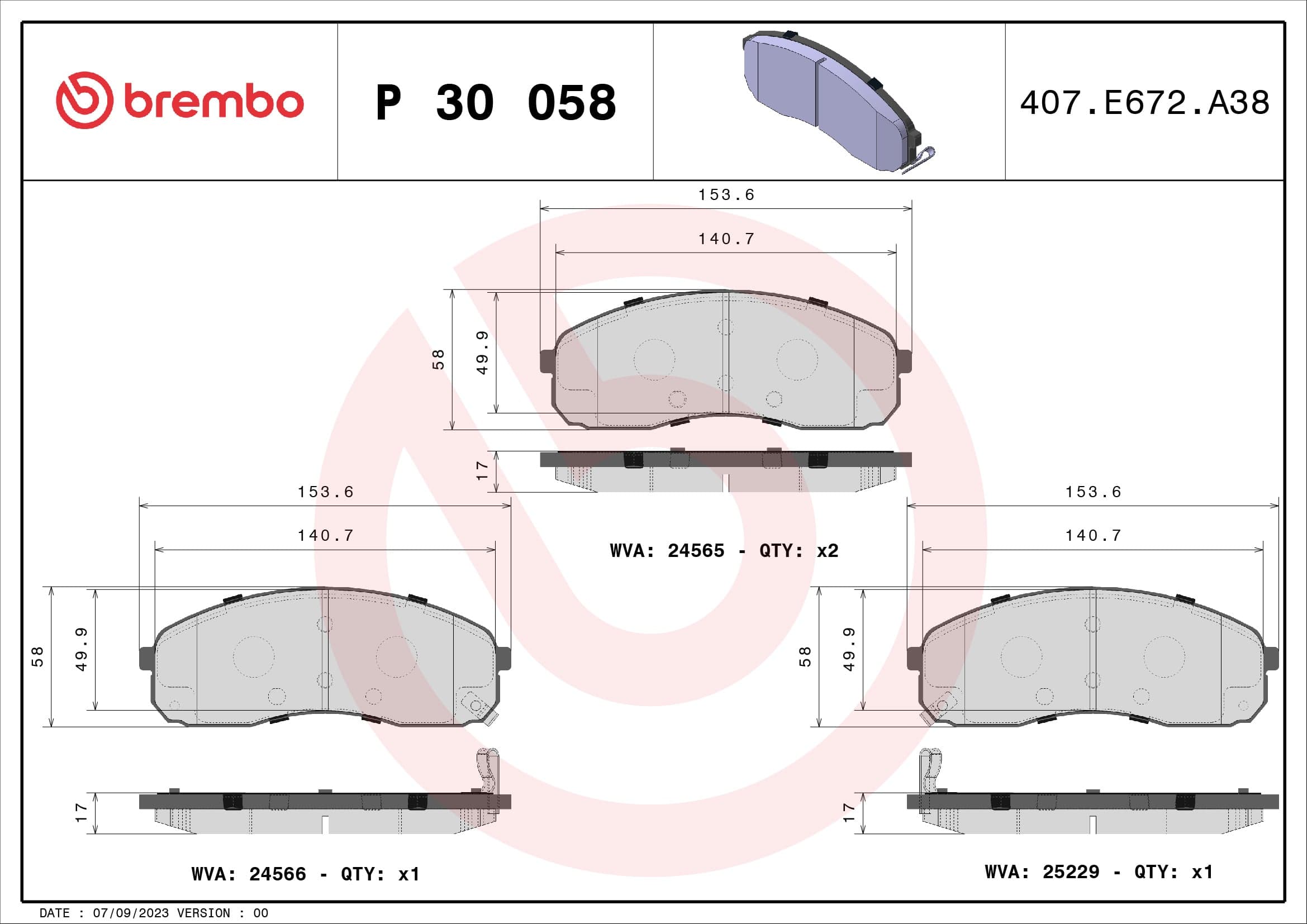Pastiglie freno — BREMBO P 30 058