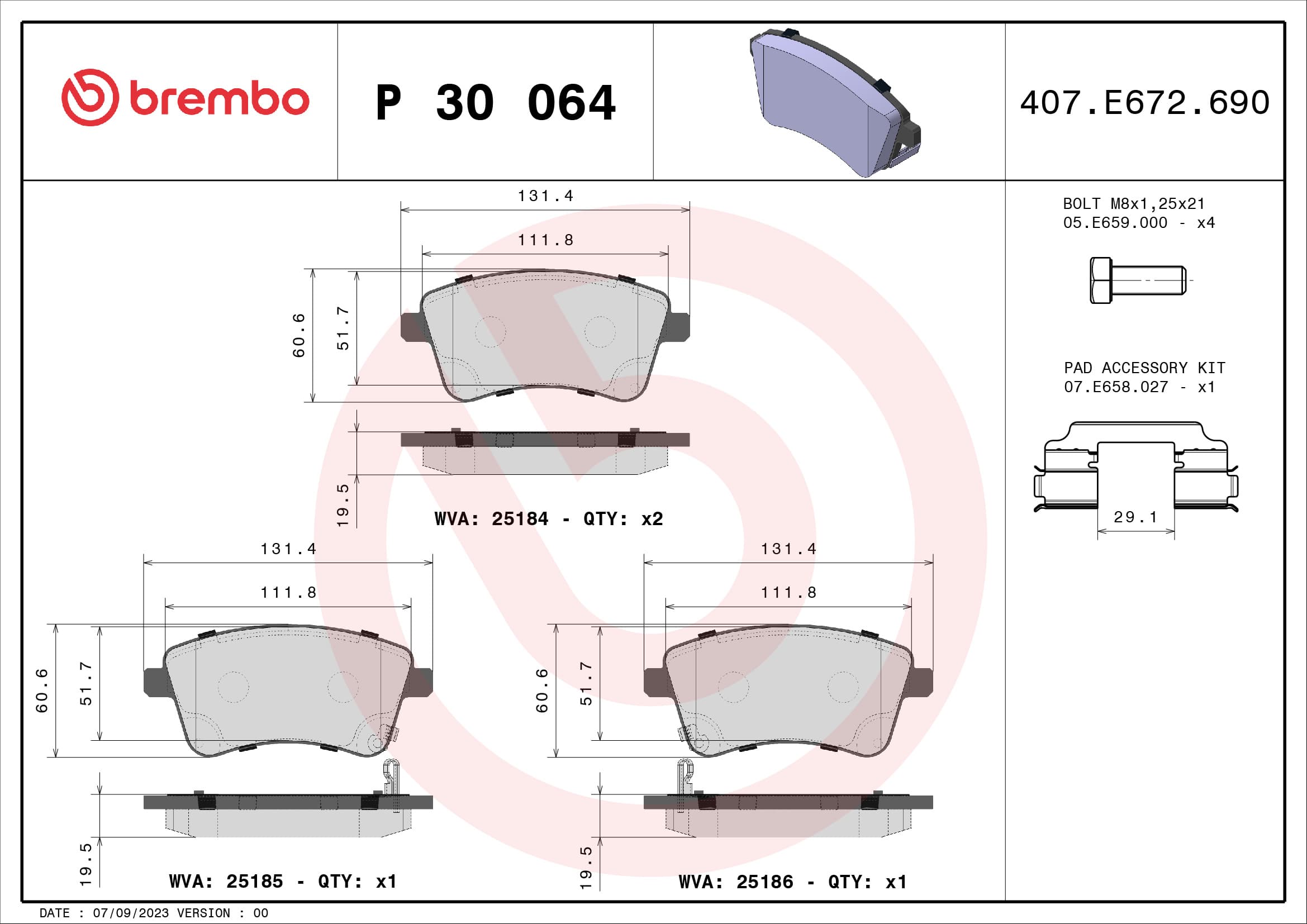 Pastiglie freno — BREMBO P 30 064