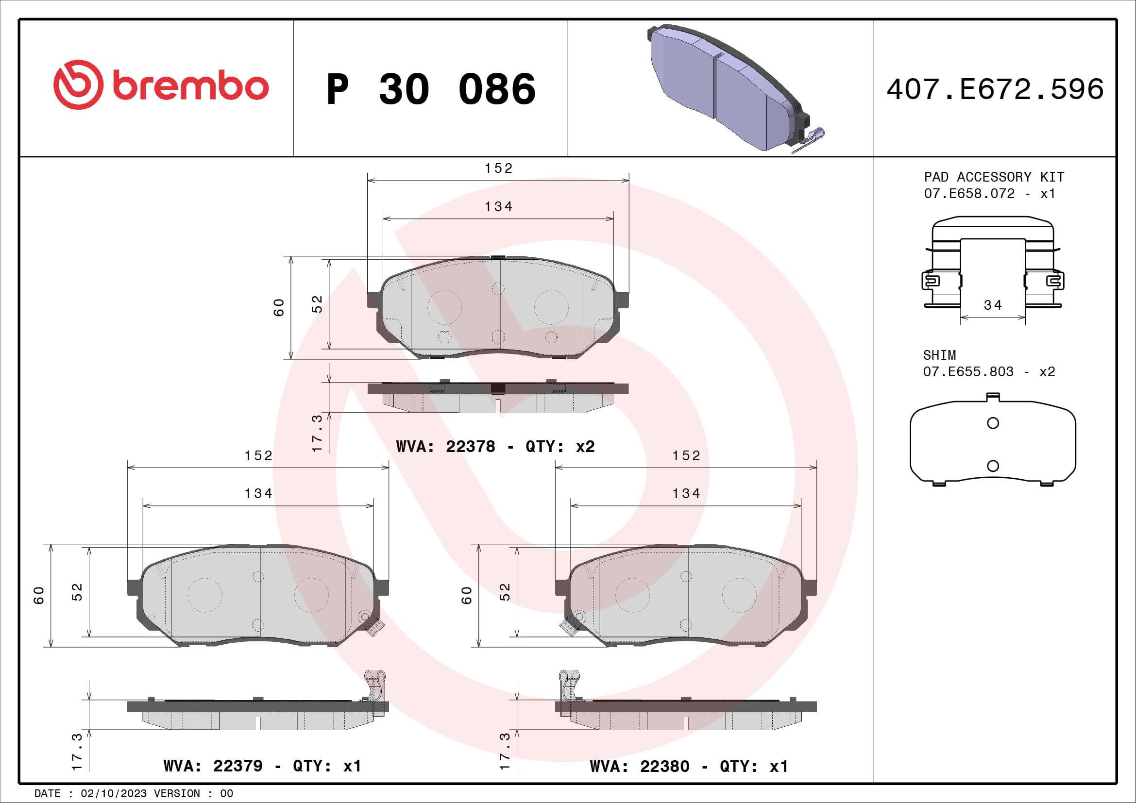 Pastiglie freno — BREMBO P 30 086