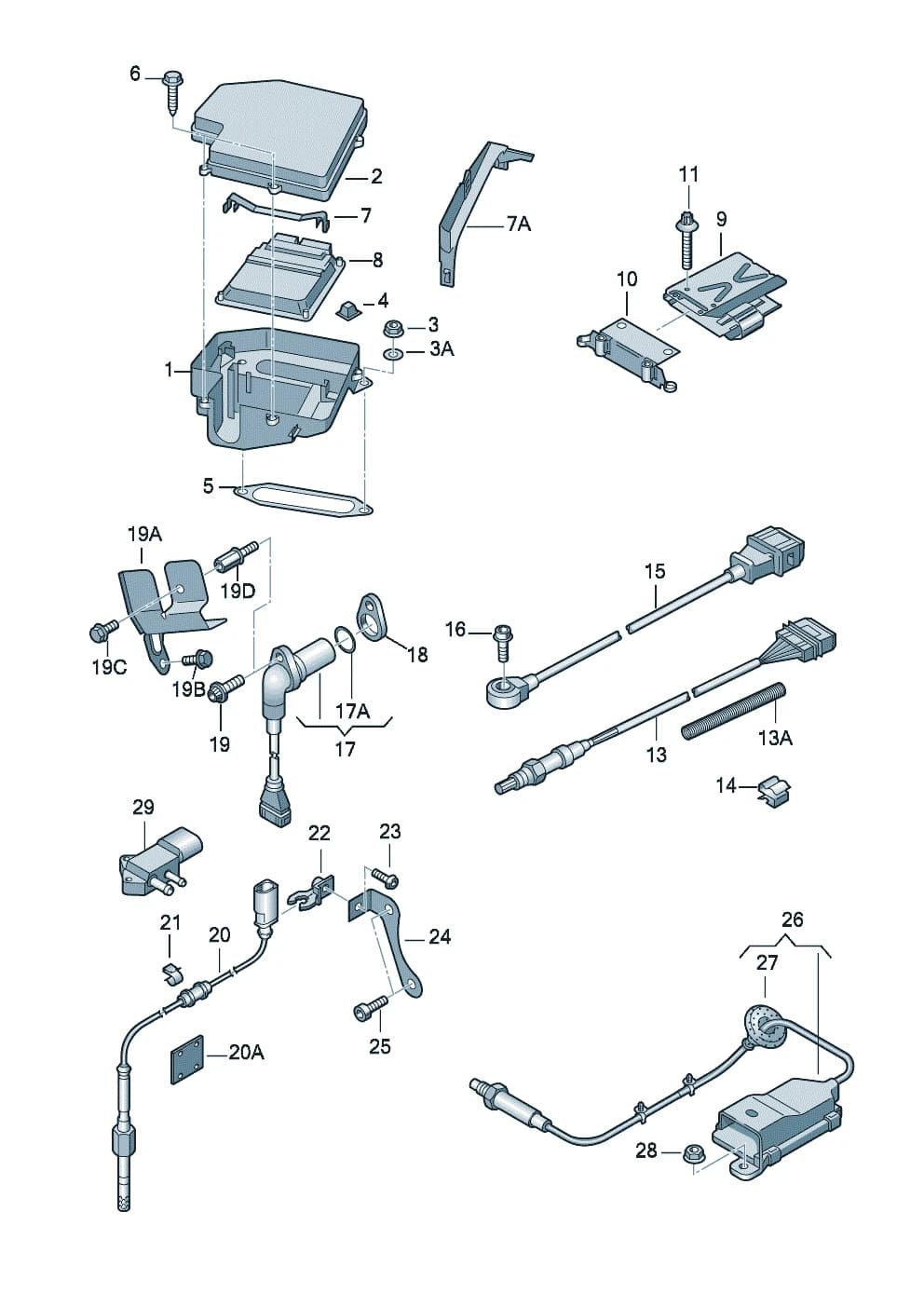 Exhaust gas temperature sender (After diesel particul.filter) F >> 8E-6-159 000* — A4 A4/S4 Avant Quattro B7 (Typ 8E/8H) (2005–2008) — impulse sender