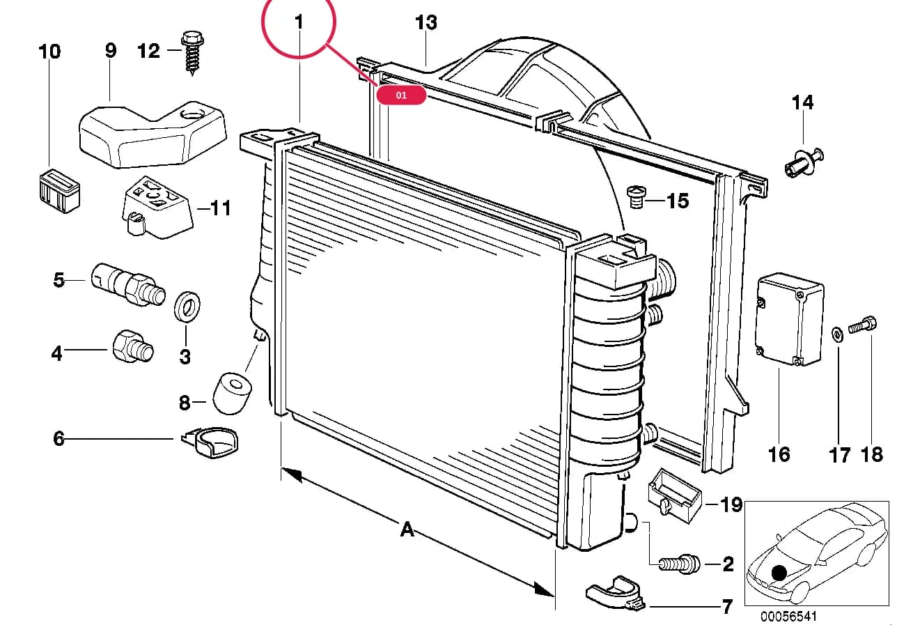 Radiator — BMW Classic 8 E31 — 17 Radiator › 17_0080 RADIATOR/FRAME
